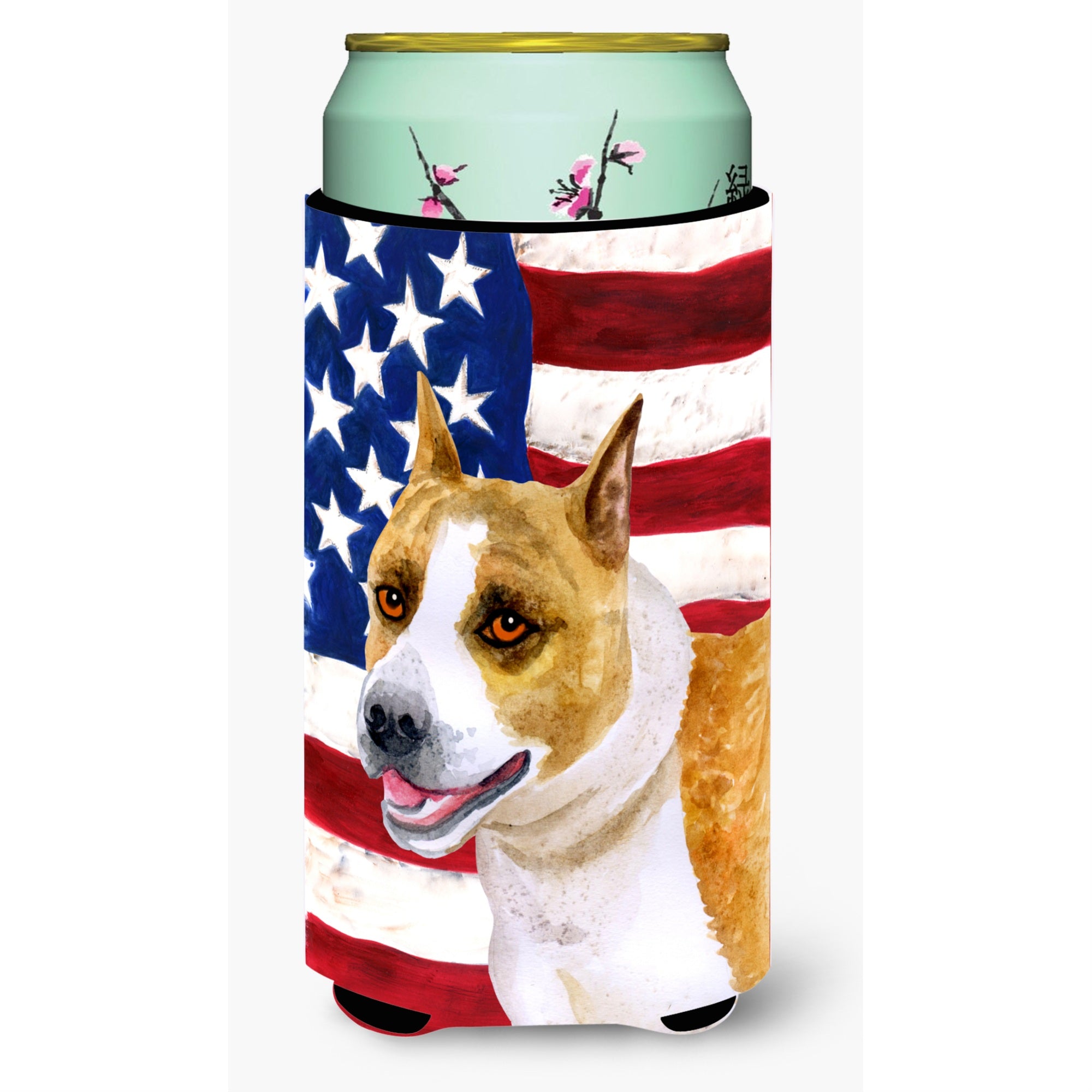 Caroline'S Treasures American Staffordshire Patriotic Decorative Can Hugger, Tall Boy, Multicolor
