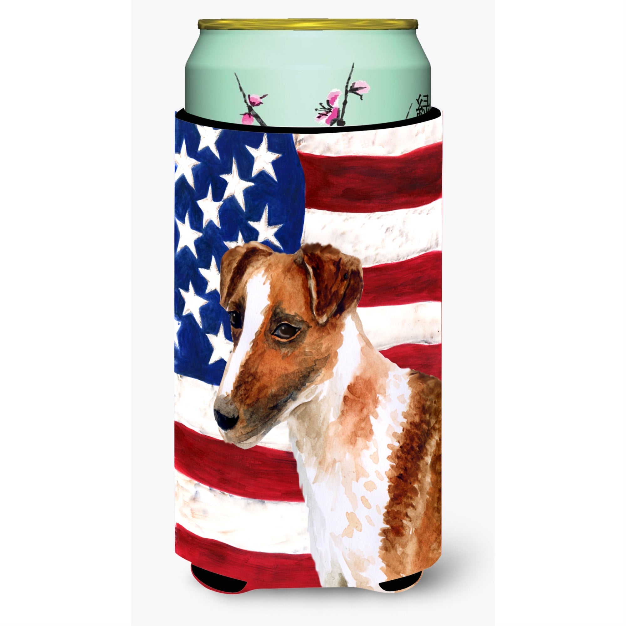 Caroline'S Treasures Smooth Fox Terrier Patriotic Decorative Can Hugger, Tall Boy, Multicolor