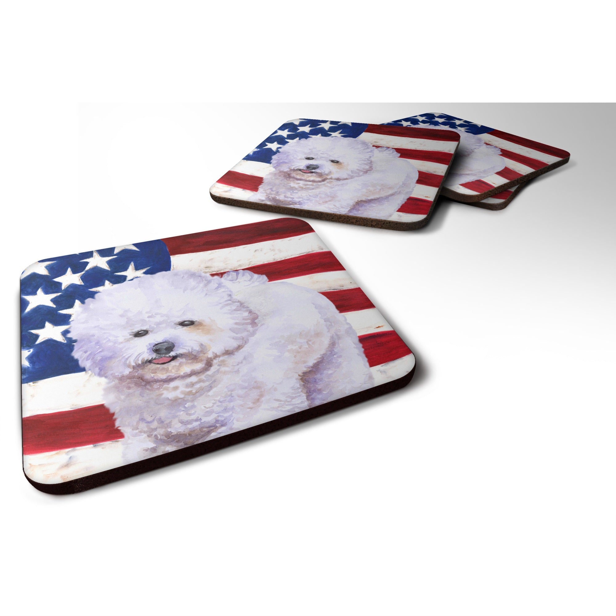 Caroline'S Treasures Bichon Frise Patriotic Decorative Coasters, Multicolor