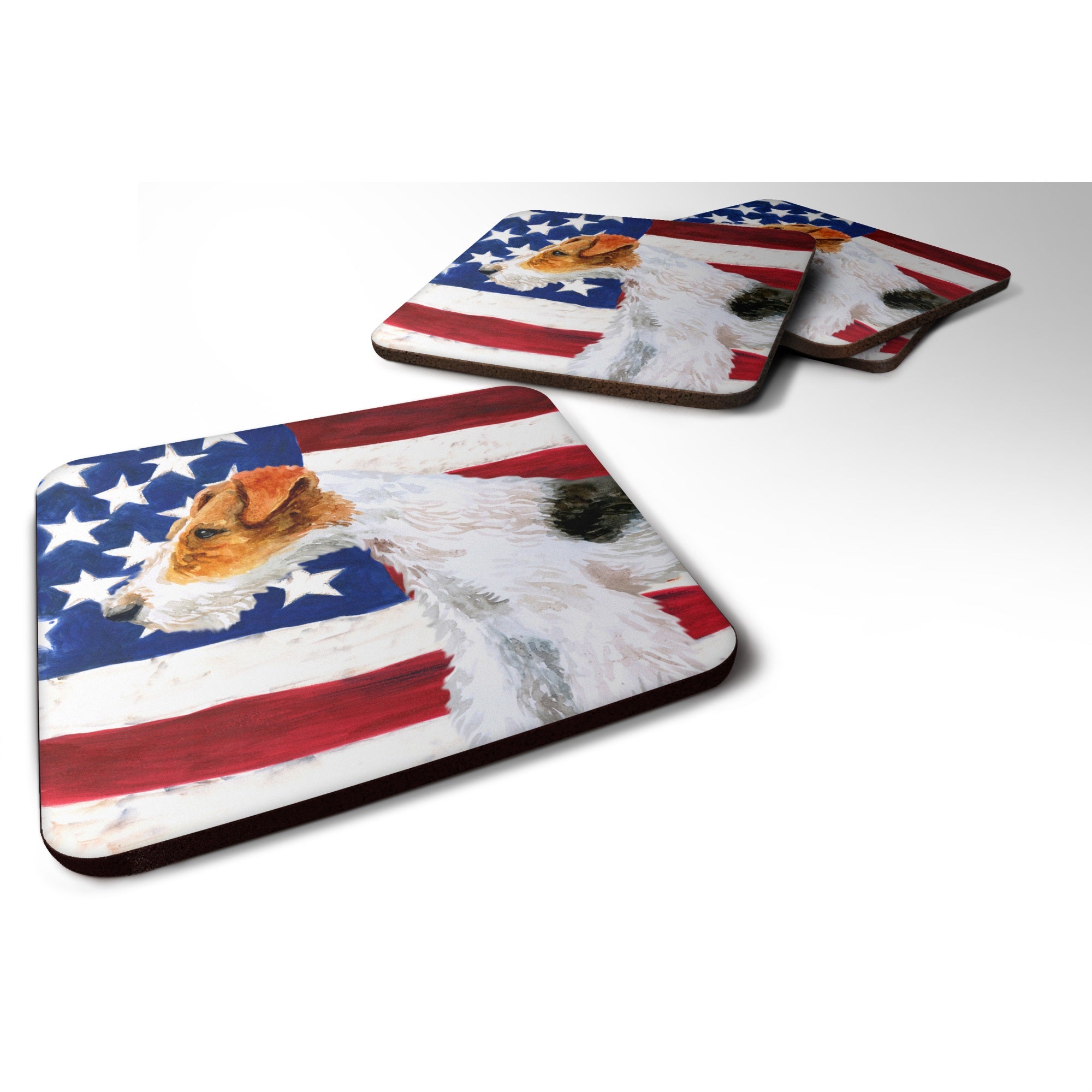 Caroline'S Treasures Fox Terrier Patriotic Decorative Coasters, Multicolor