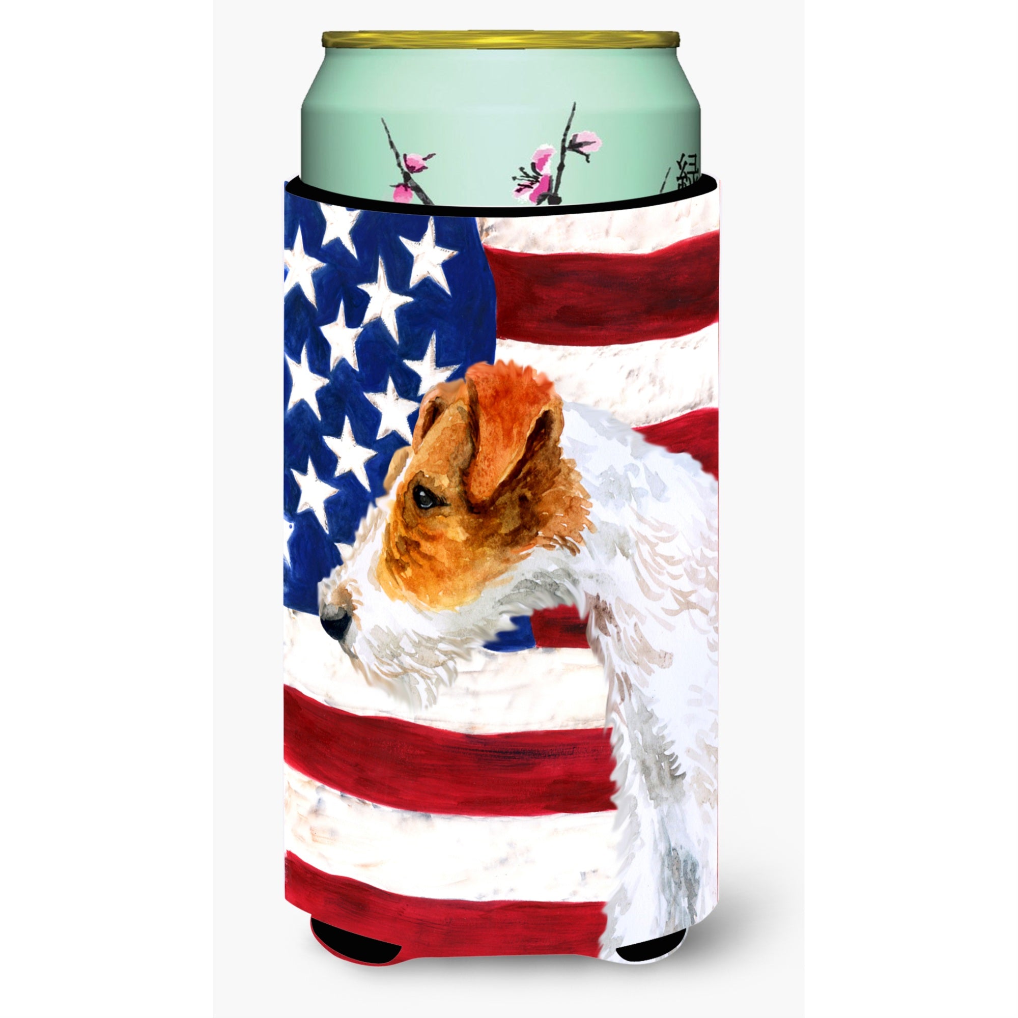 Caroline'S Treasures Fox Terrier Patriotic Decorative Can Hugger, Tall Boy, Multicolor