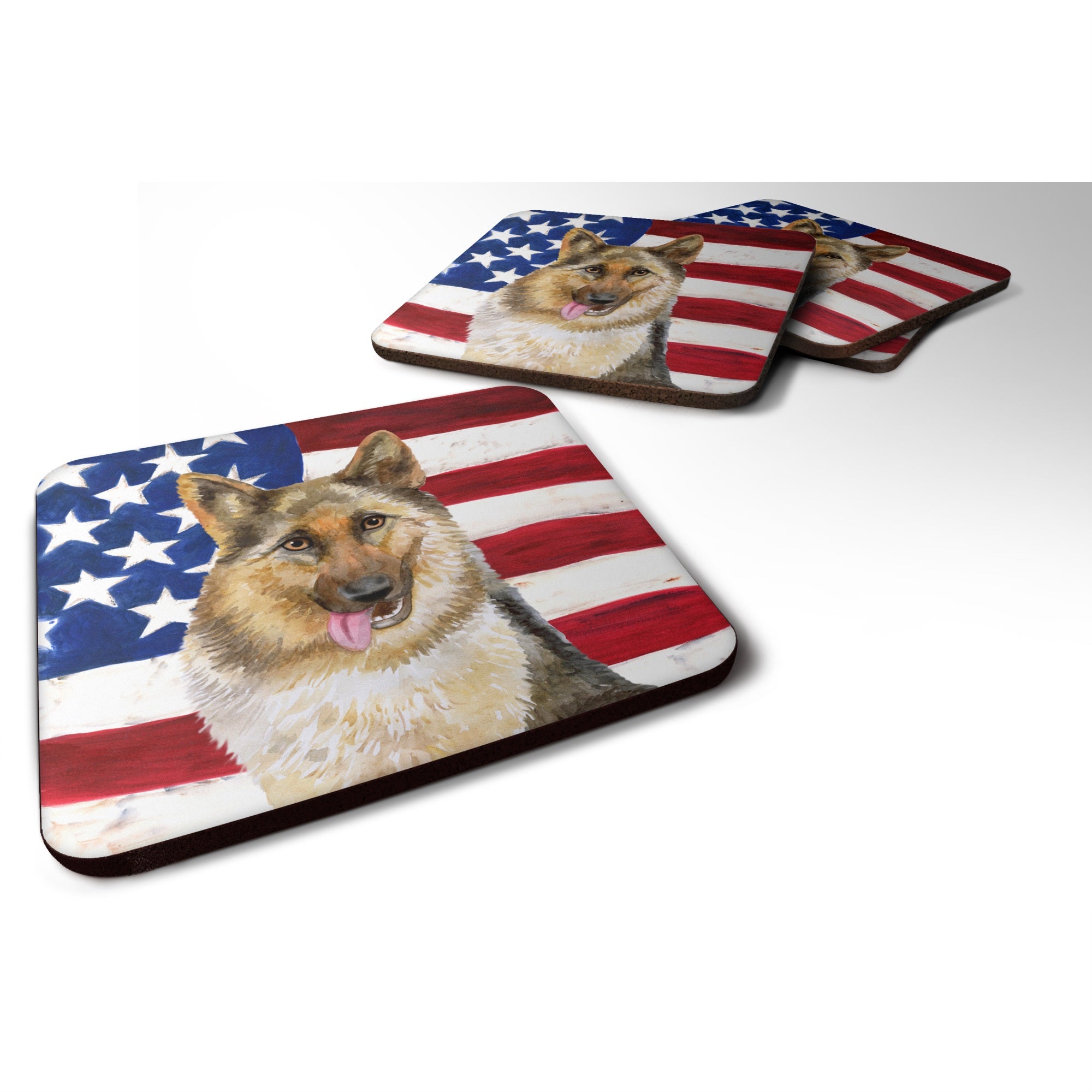 Caroline'S Treasures German Shepherd Patriotic Decorative Coasters, Multicolor