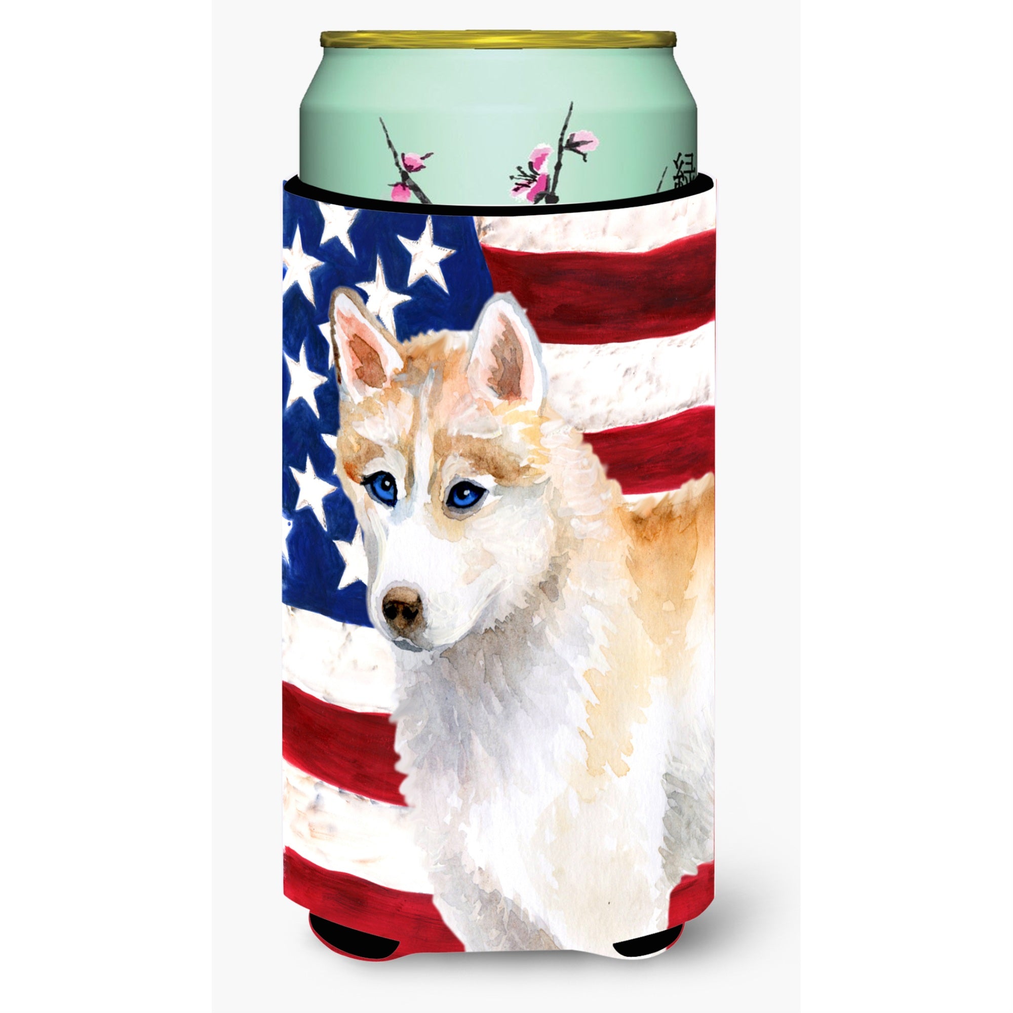 Caroline'S Treasures Siberian Husky Patriotic Decorative Can Hugger, Tall Boy, Multicolor