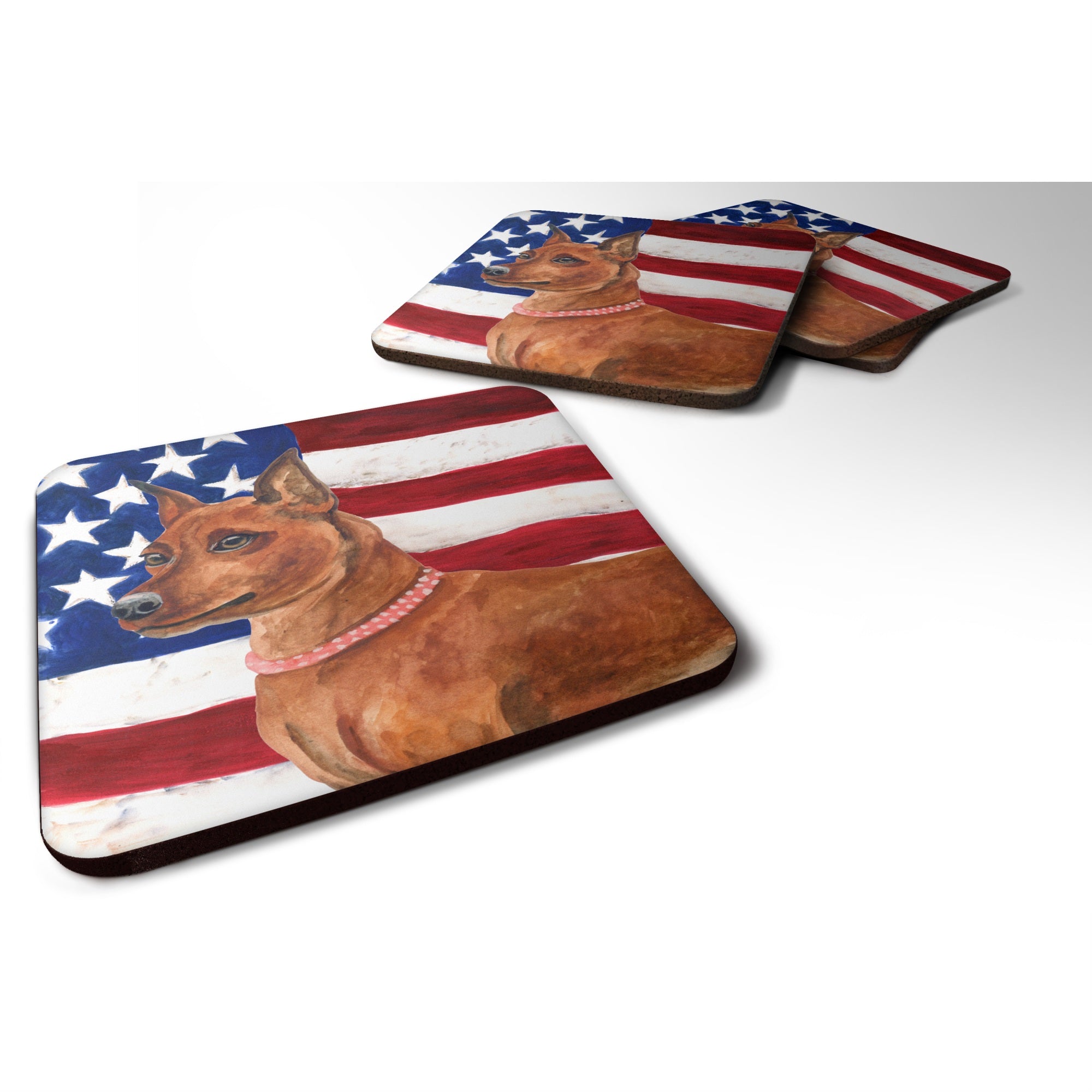 Caroline'S Treasures Miniature Pinscher Patriotic Decorative Coasters, Multicolor