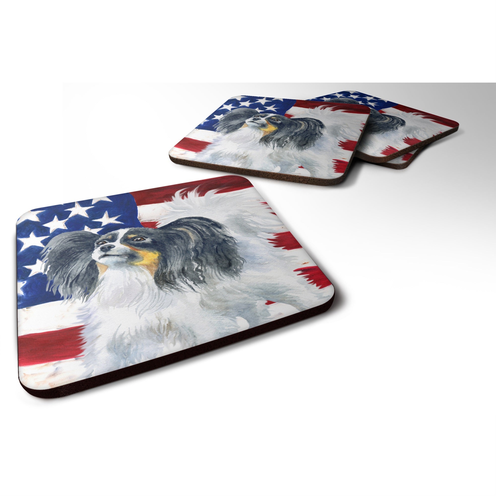 Caroline'S Treasures Papillon Patriotic Decorative Coasters, Multicolor
