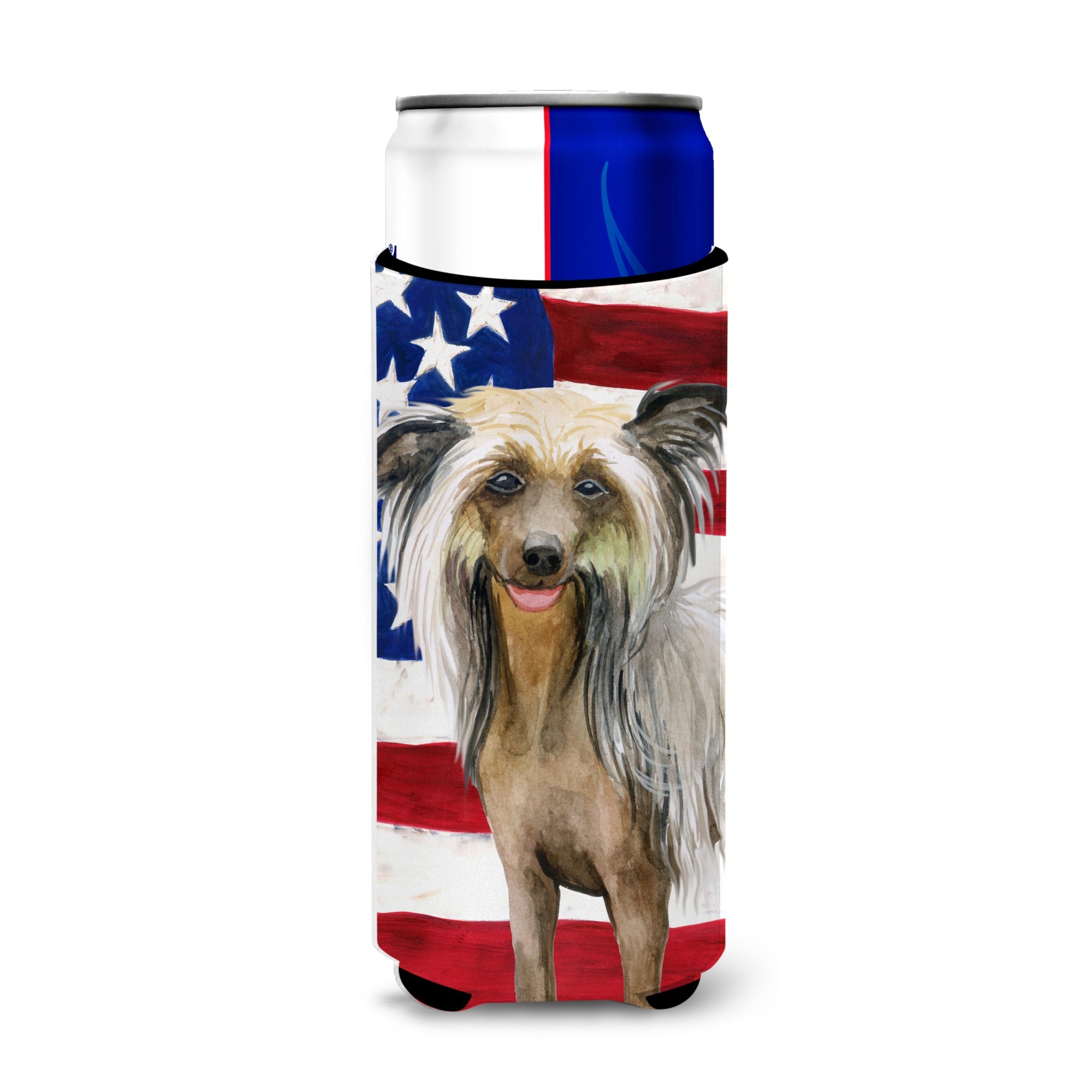 Caroline'S Treasures Chinese Crested Patriotic Decorative Can Hugger, Slim, Multicolor