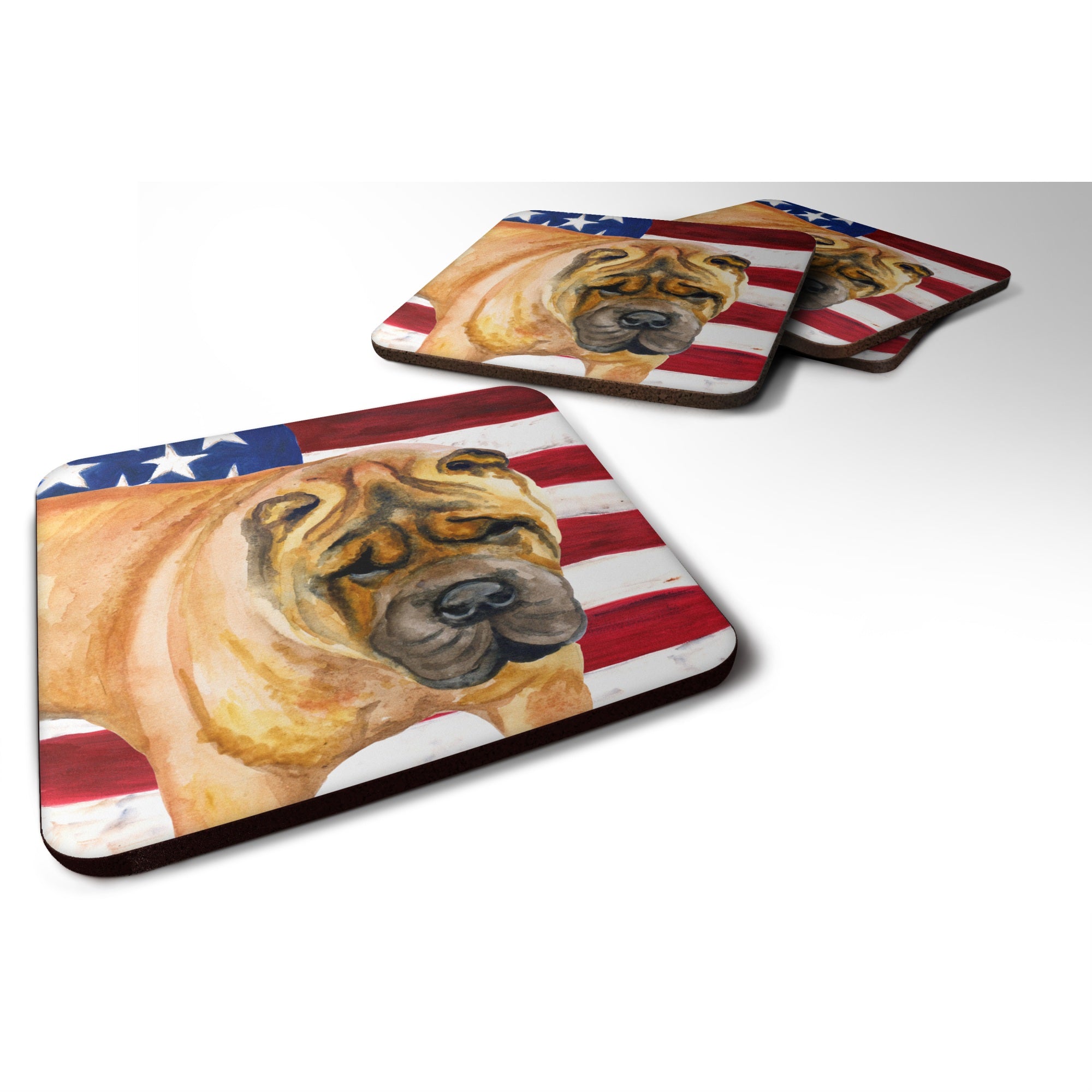 Caroline'S Treasures Shar Pei Patriotic Decorative Coasters, Multicolor