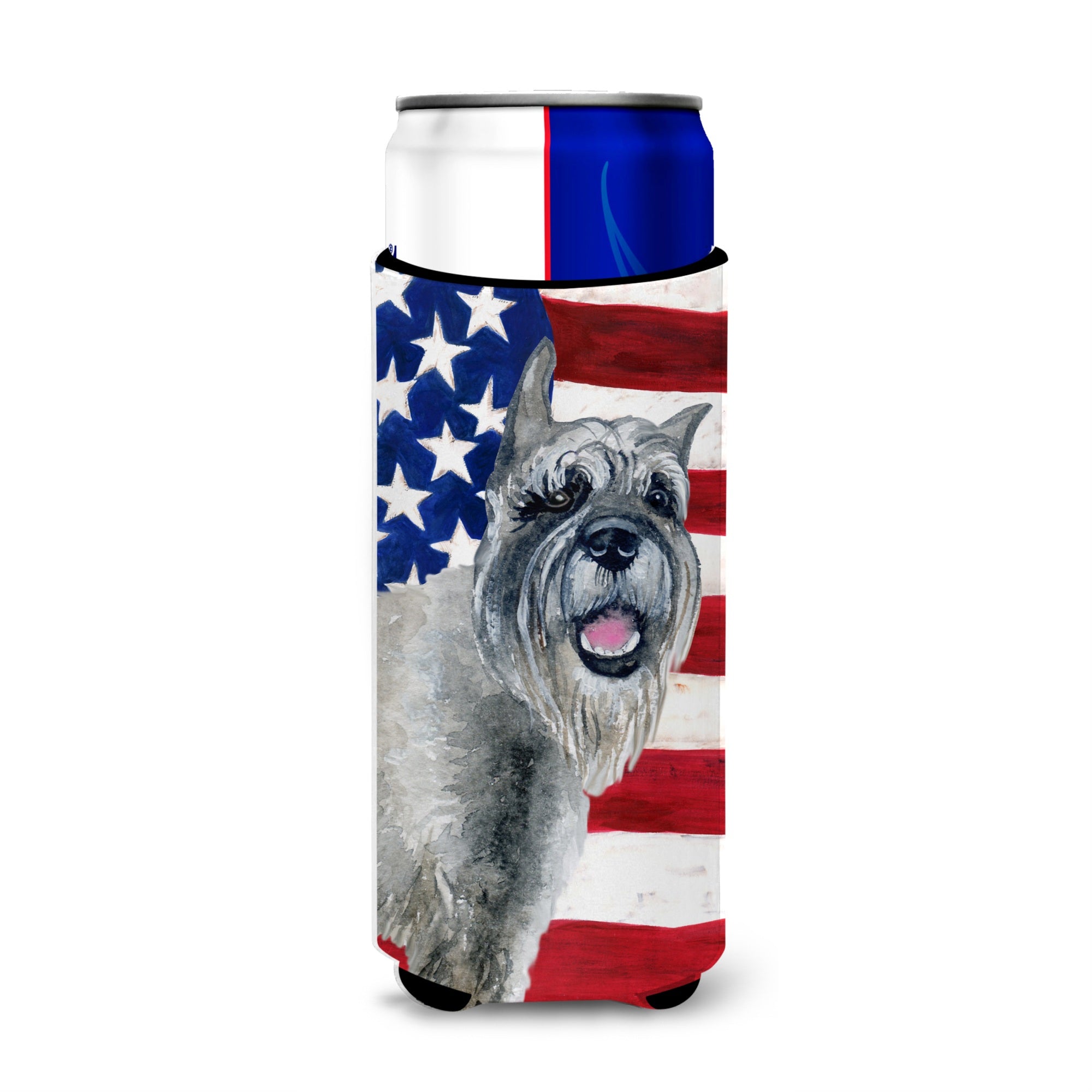 Caroline'S Treasures Schnauzer Patriotic Decorative Can Hugger, Slim, Multicolor