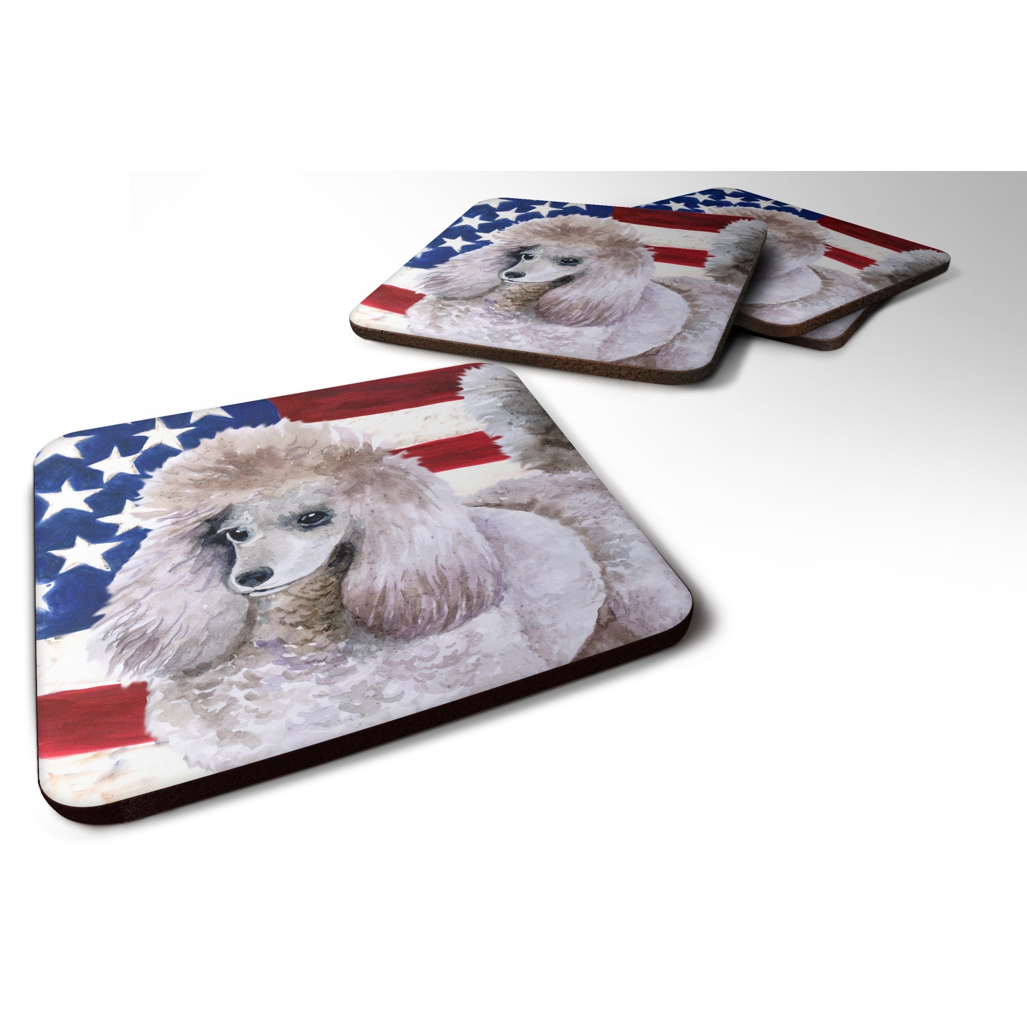 Caroline'S Treasures Poodle Patriotic Decorative Coasters, Multicolor
