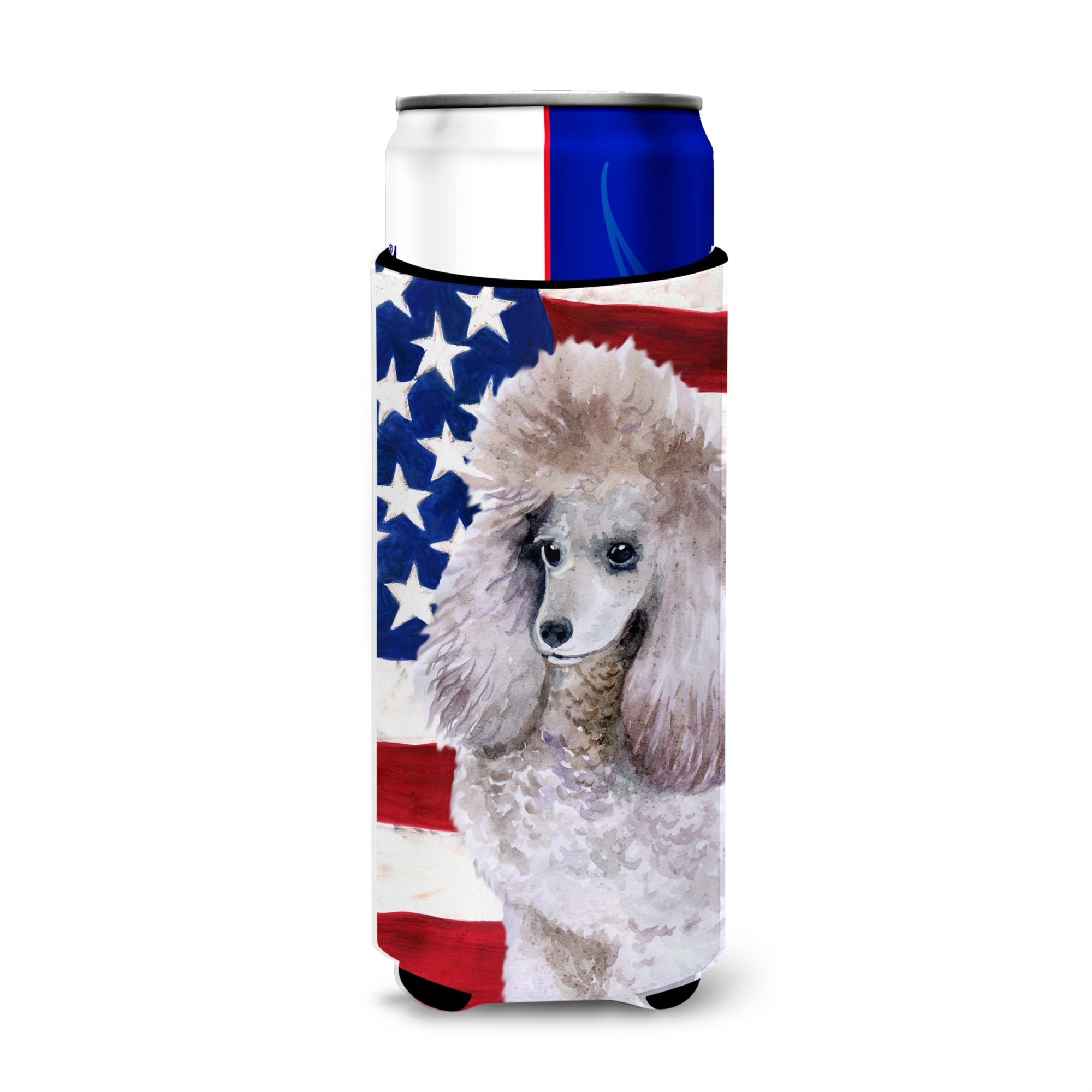 Caroline'S Treasures Poodle Patriotic Decorative Can Hugger, Slim, Multicolor