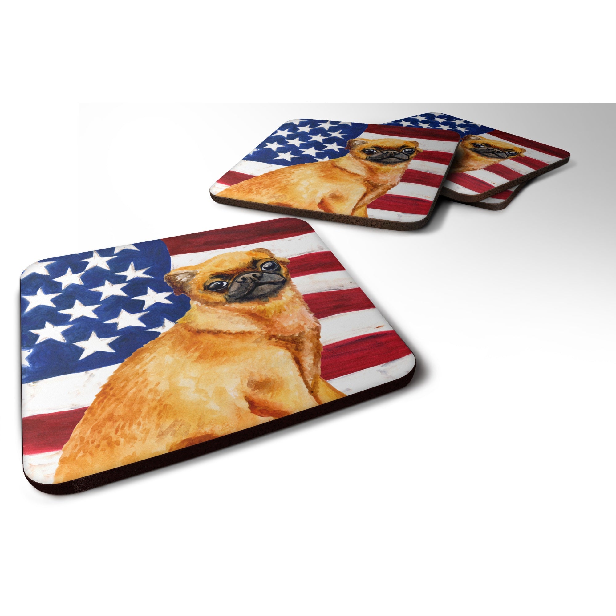 Caroline'S Treasures Small Brabant Griffon Patriotic Decorative Coasters, Multicolor