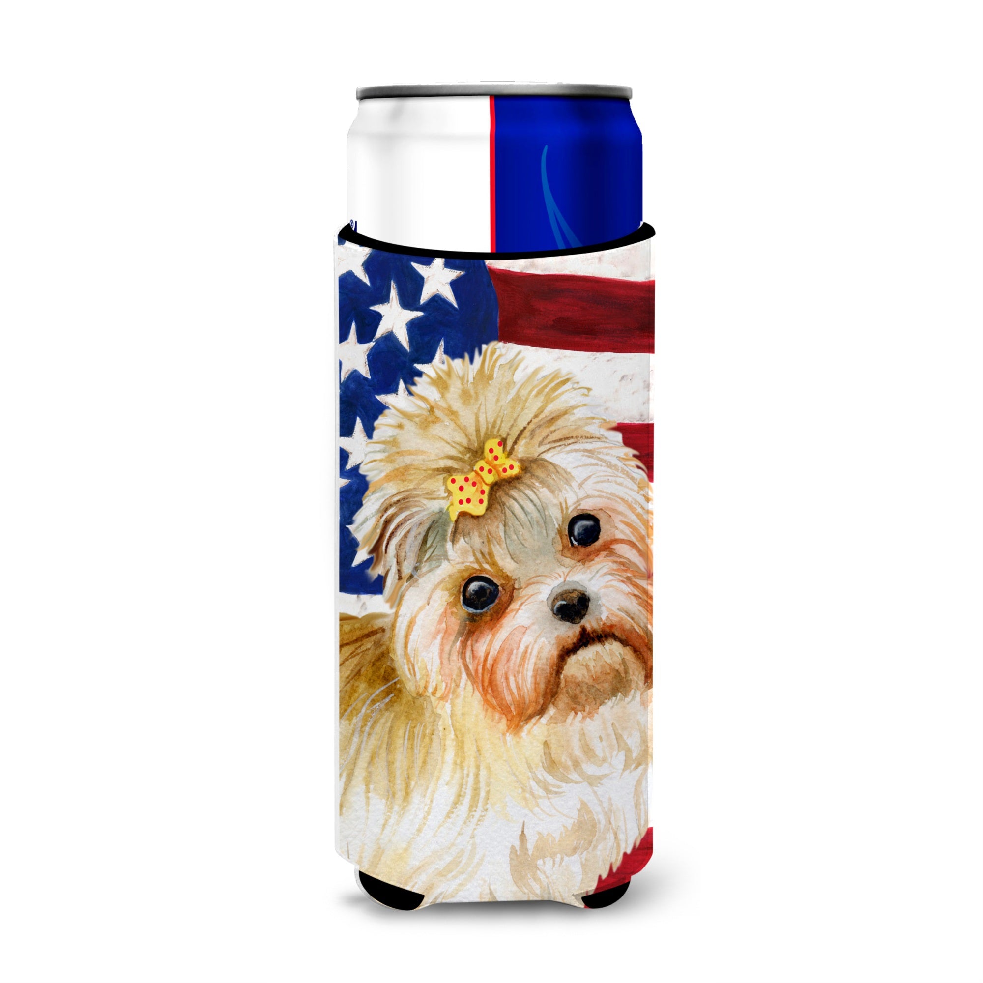 Caroline'S Treasures Morkie Patriotic Decorative Can Hugger, Slim, Multicolor