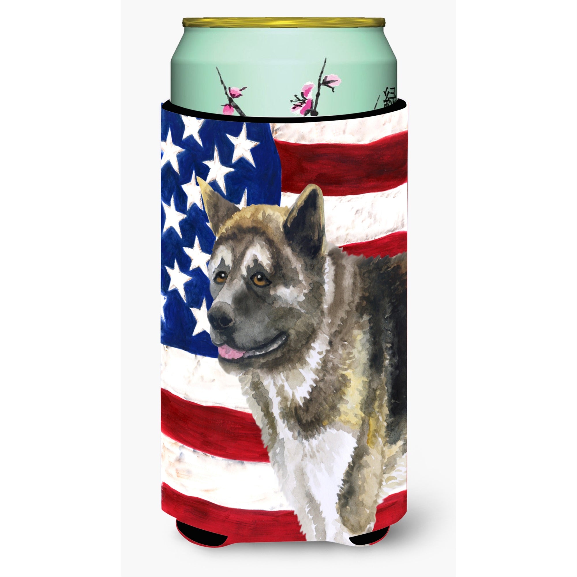Caroline'S Treasures American Akita Patriotic Decorative Can Hugger, Tall Boy, Multicolor