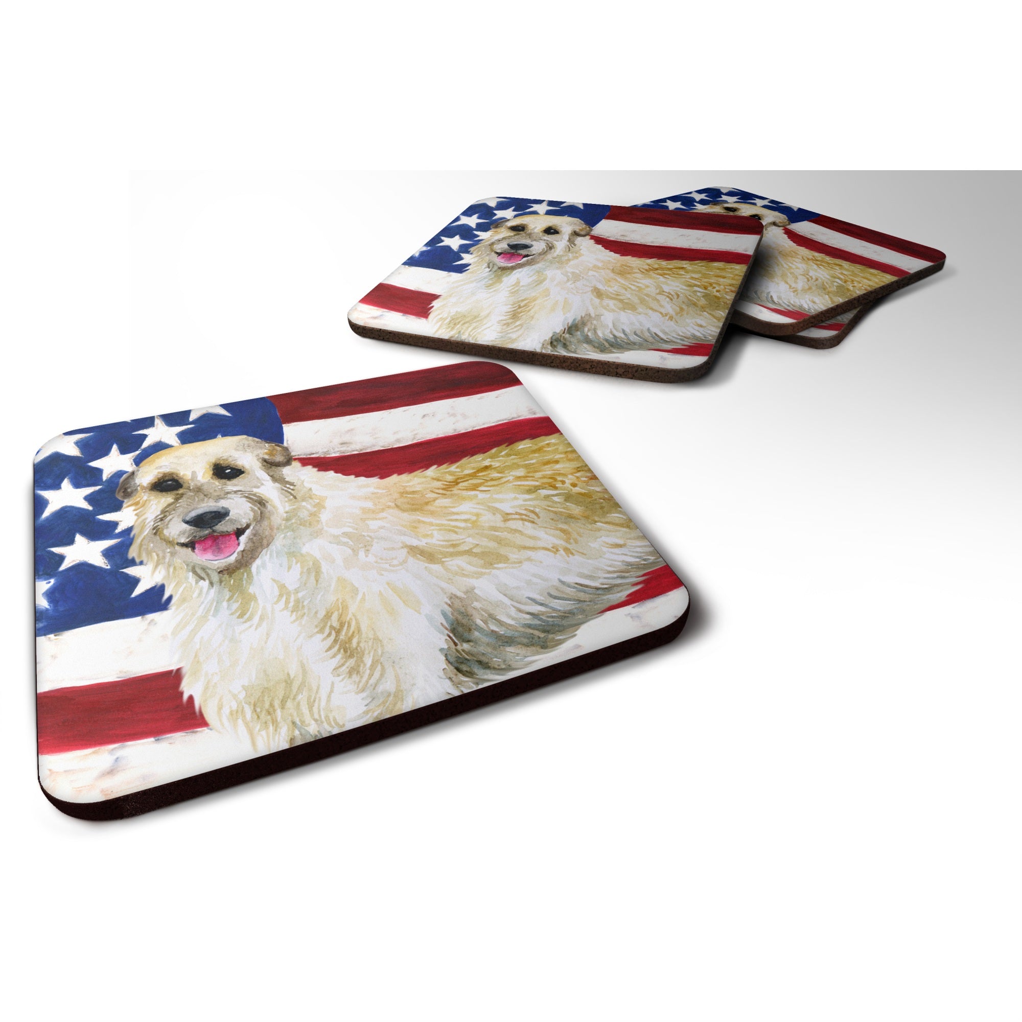Caroline'S Treasures Irish Wolfhound Patriotic Decorative Coasters, Multicolor