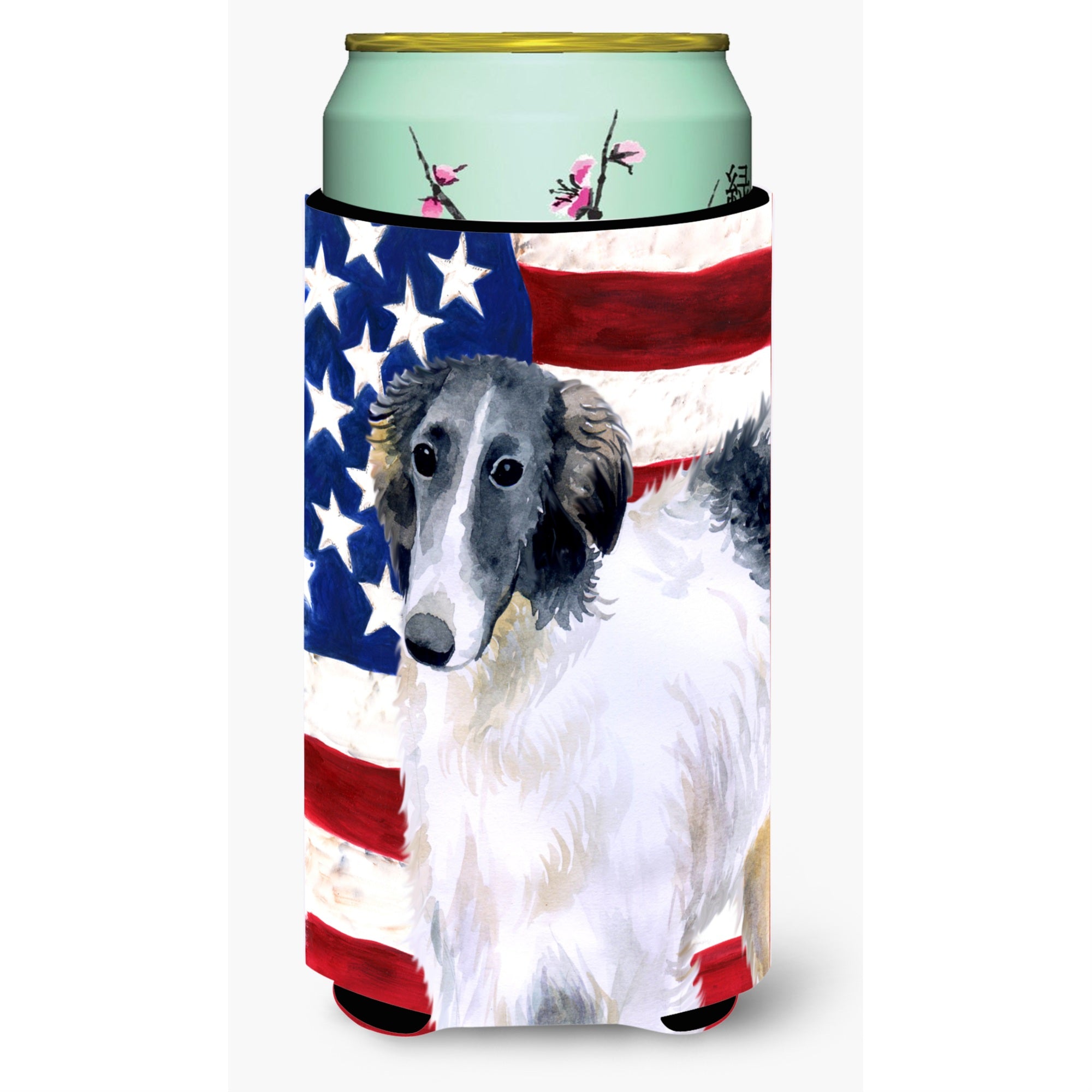 Caroline'S Treasures Borzoi Patriotic Decorative Can Hugger, Tall Boy, Multicolor