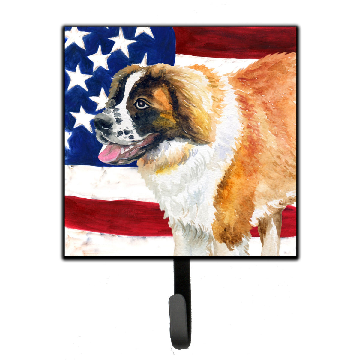Caroline'S Treasures Saint Bernard Patriotic Wall Hook, Small, Multicolor