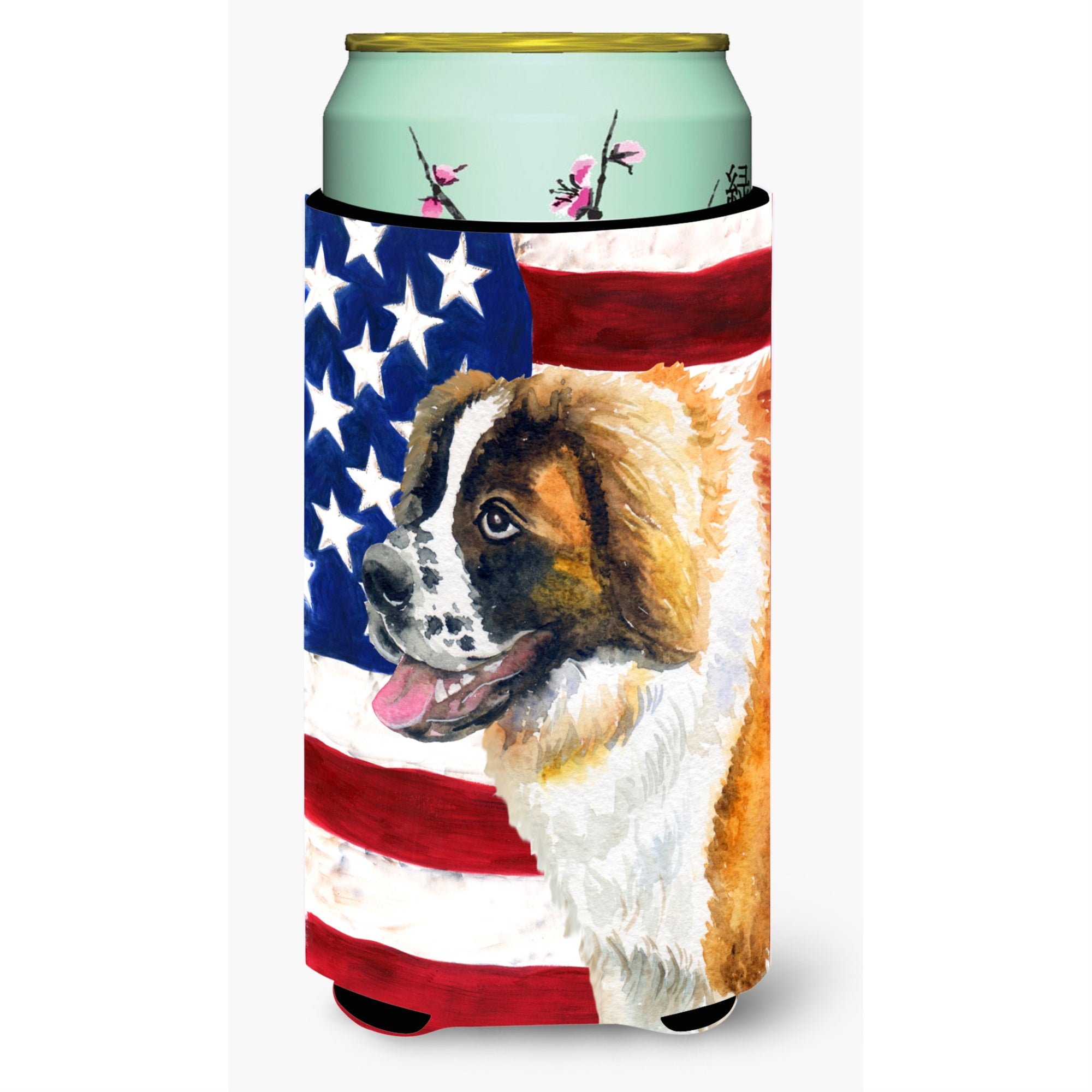 Caroline'S Treasures Saint Bernard Patriotic Decorative Can Hugger, Tall Boy, Multicolor