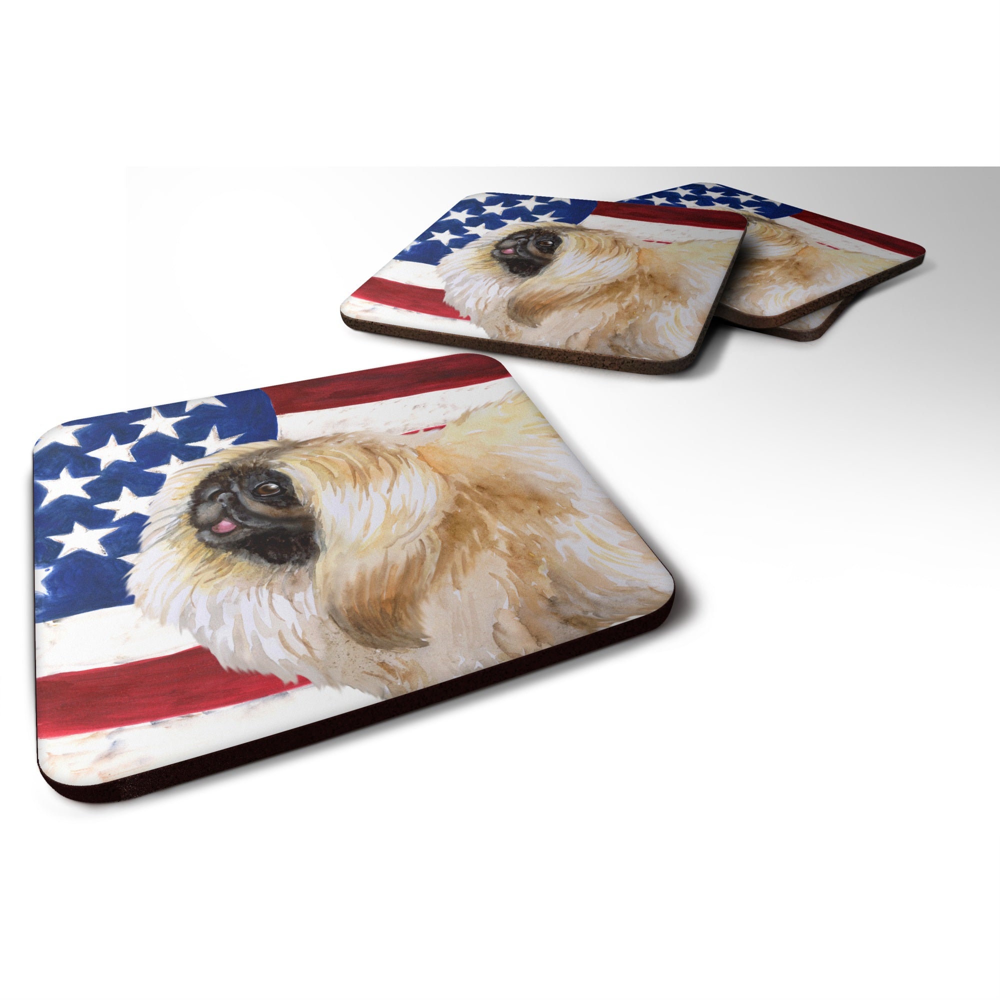 Caroline'S Treasures Pekingese Patriotic Decorative Coasters, Multicolor