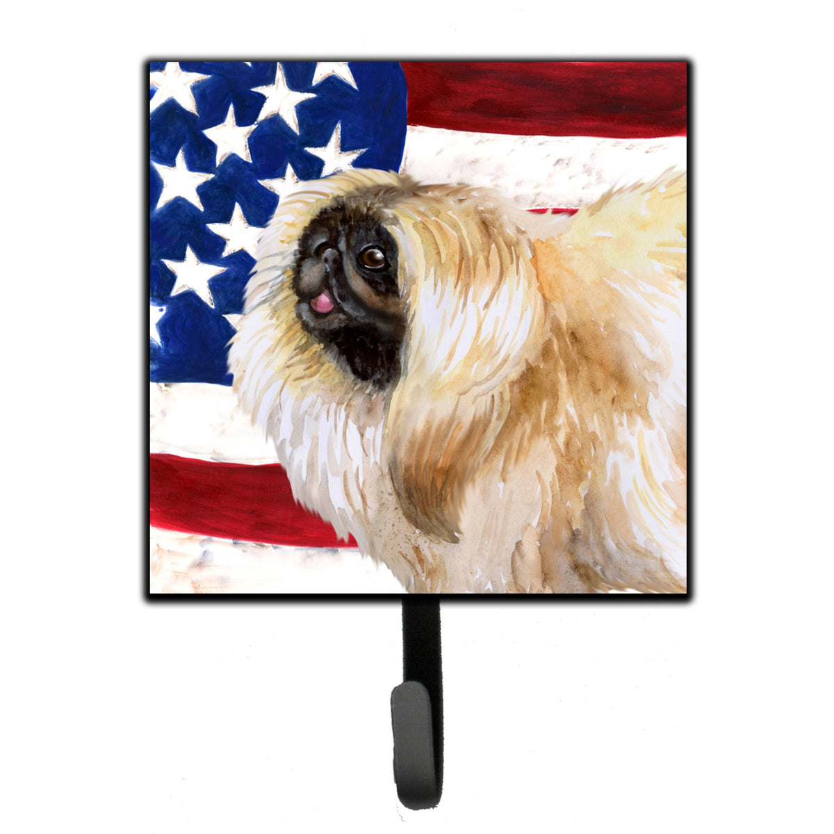 Caroline'S Treasures Pekingese Patriotic Wall Hook, Small, Multicolor