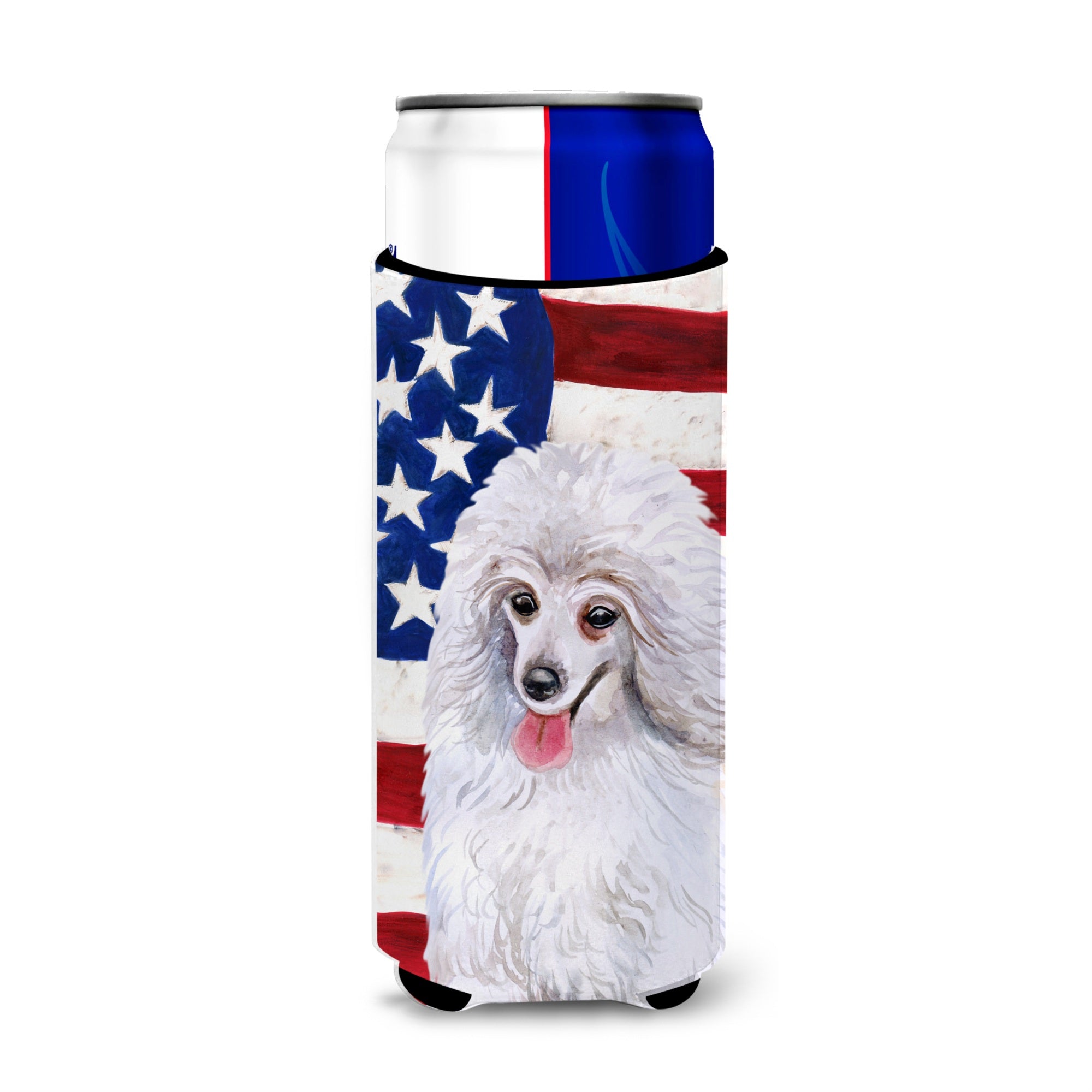 Caroline'S Treasures Medium White Poodle Patriotic Decorative Can Hugger, Slim, Multicolor