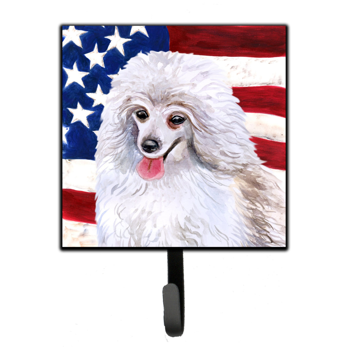 Caroline'S Treasures Medium White Poodle Patriotic Wall Hook, Small, Multicolor