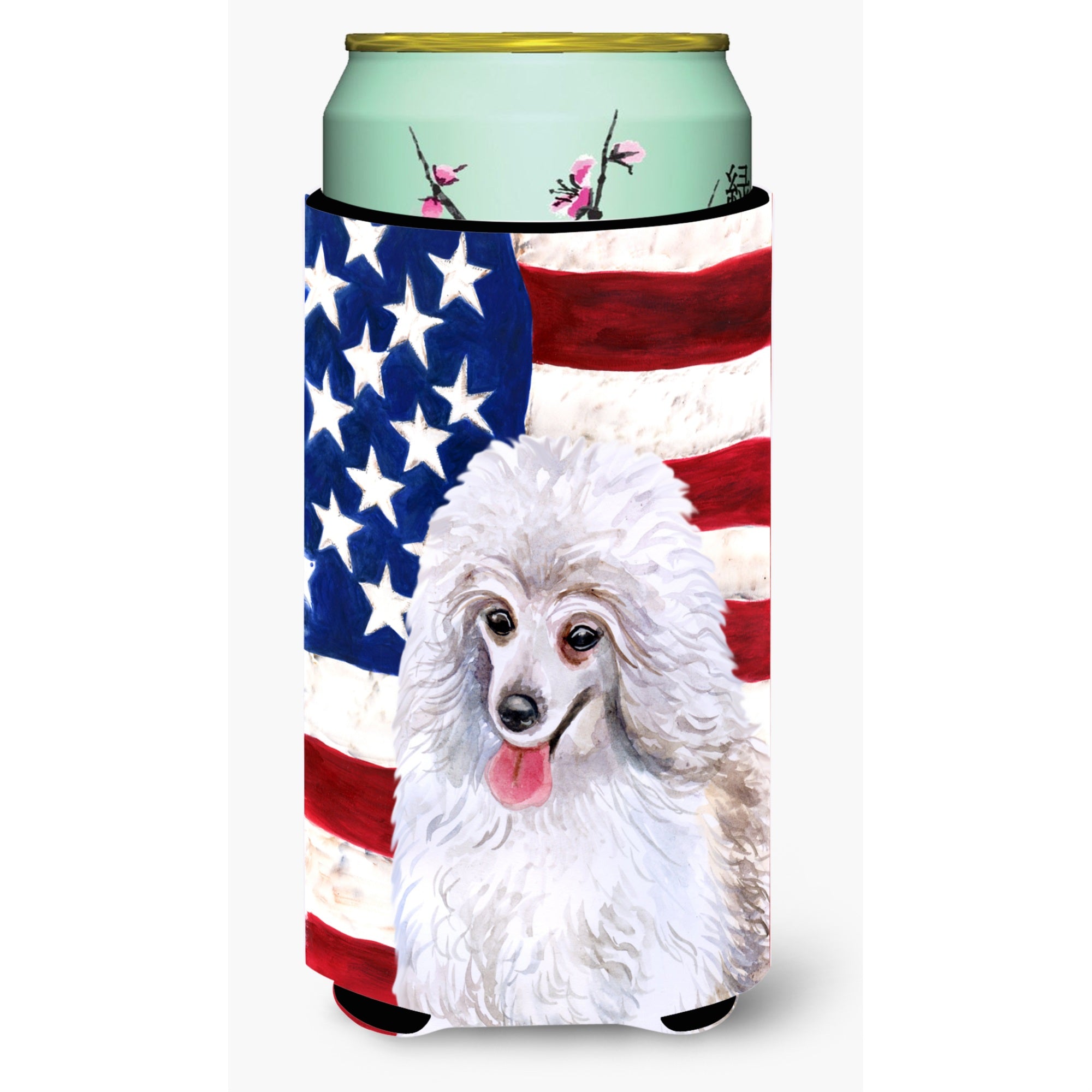Caroline'S Treasures Medium White Poodle Patriotic Decorative Can Hugger, Tall Boy, Multicolor