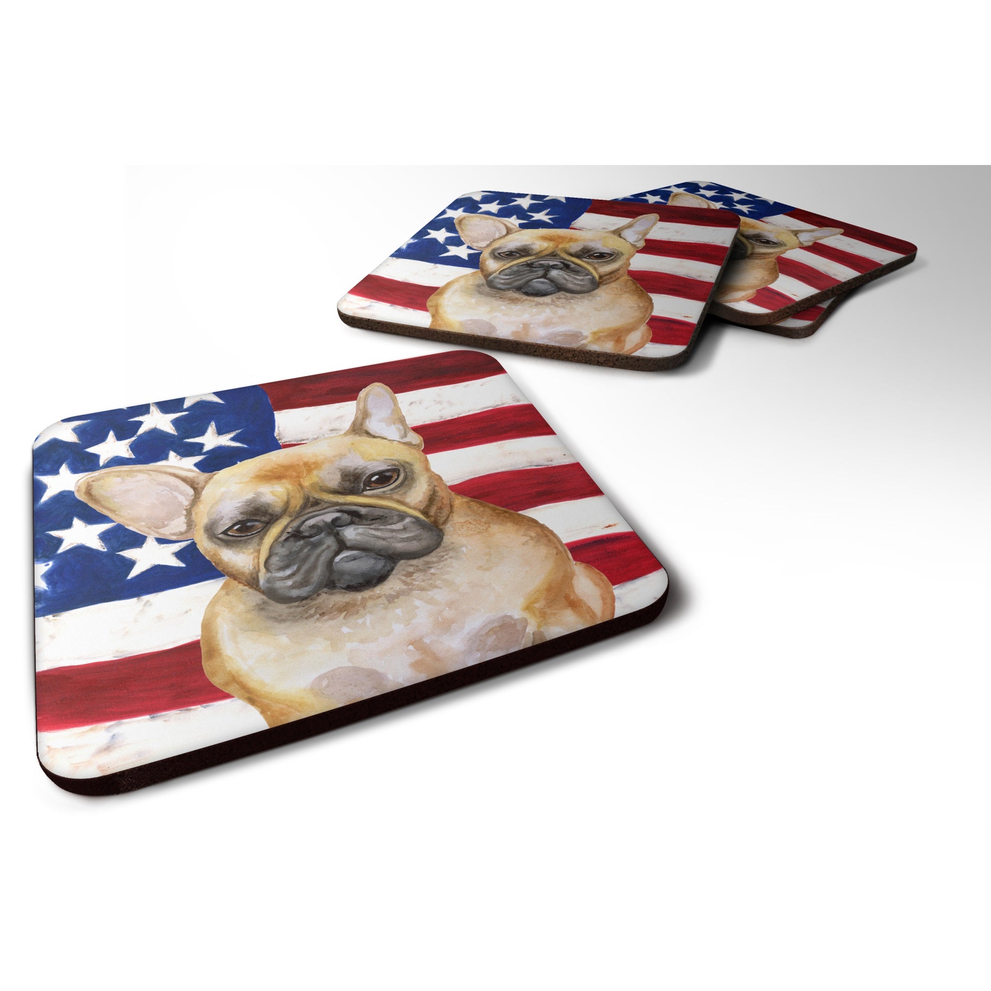 Caroline'S Treasures French Bulldog Patriotic Decorative Coasters, Multicolor