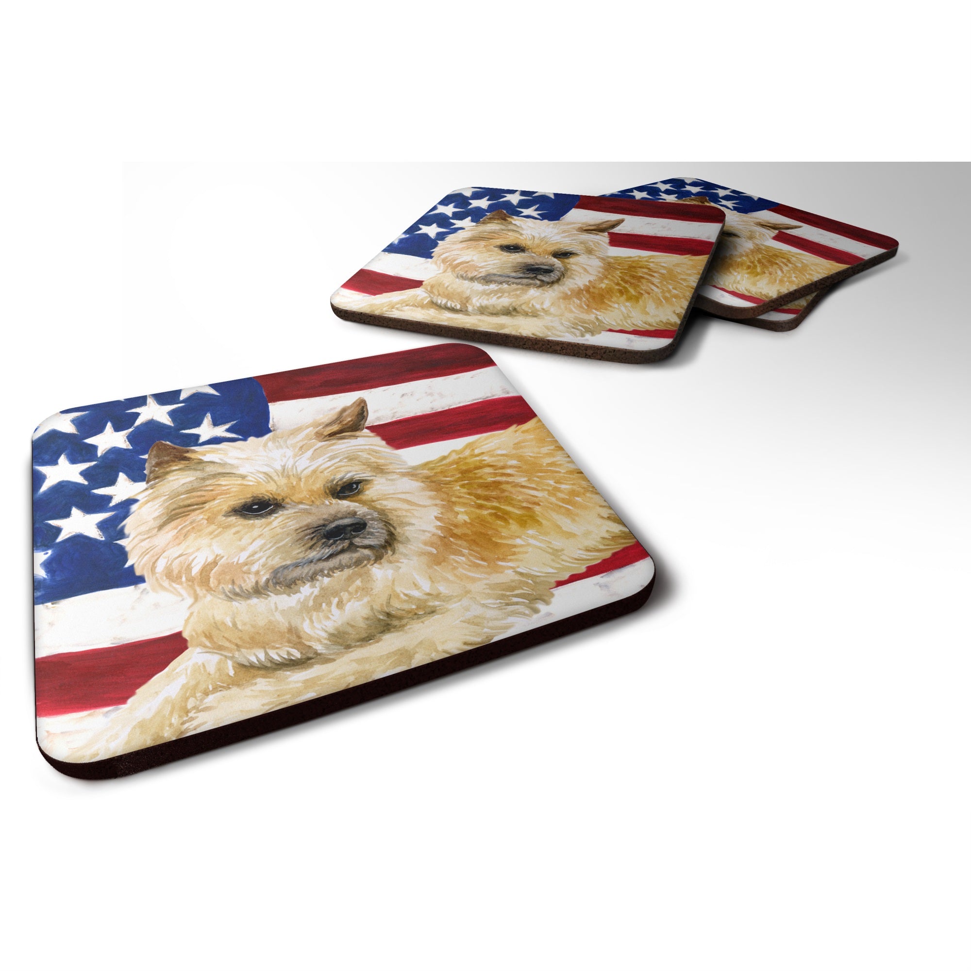 Caroline'S Treasures Cairn Terrier Patriotic Decorative Coasters, Multicolor