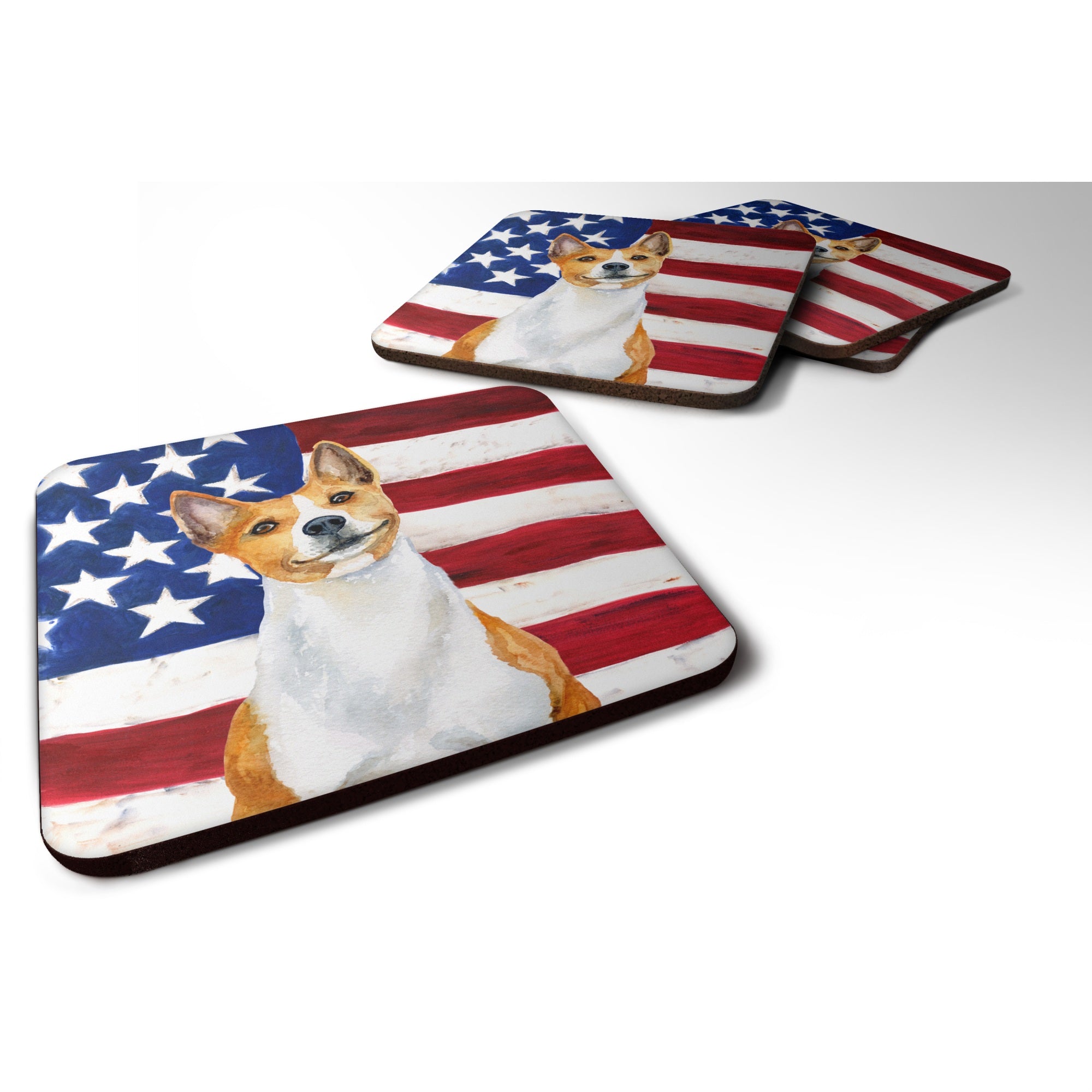 Caroline'S Treasures Basenji Patriotic Decorative Coasters, Multicolor