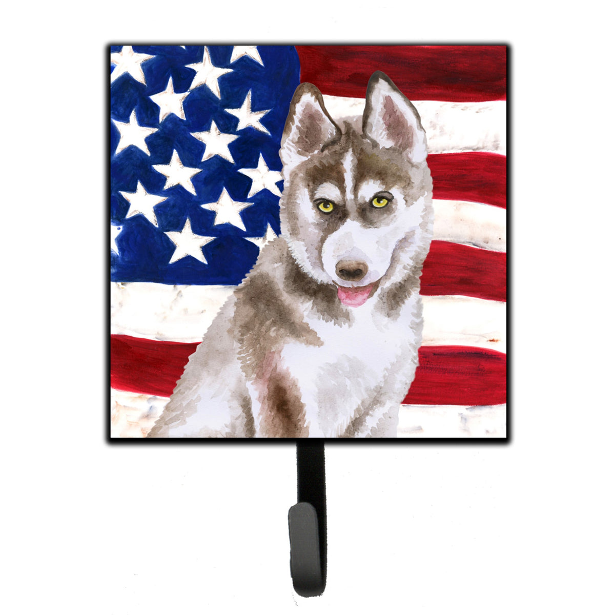 Caroline'S Treasures Siberian Husky Grey Patriotic Wall Hook, Small, Multicolor