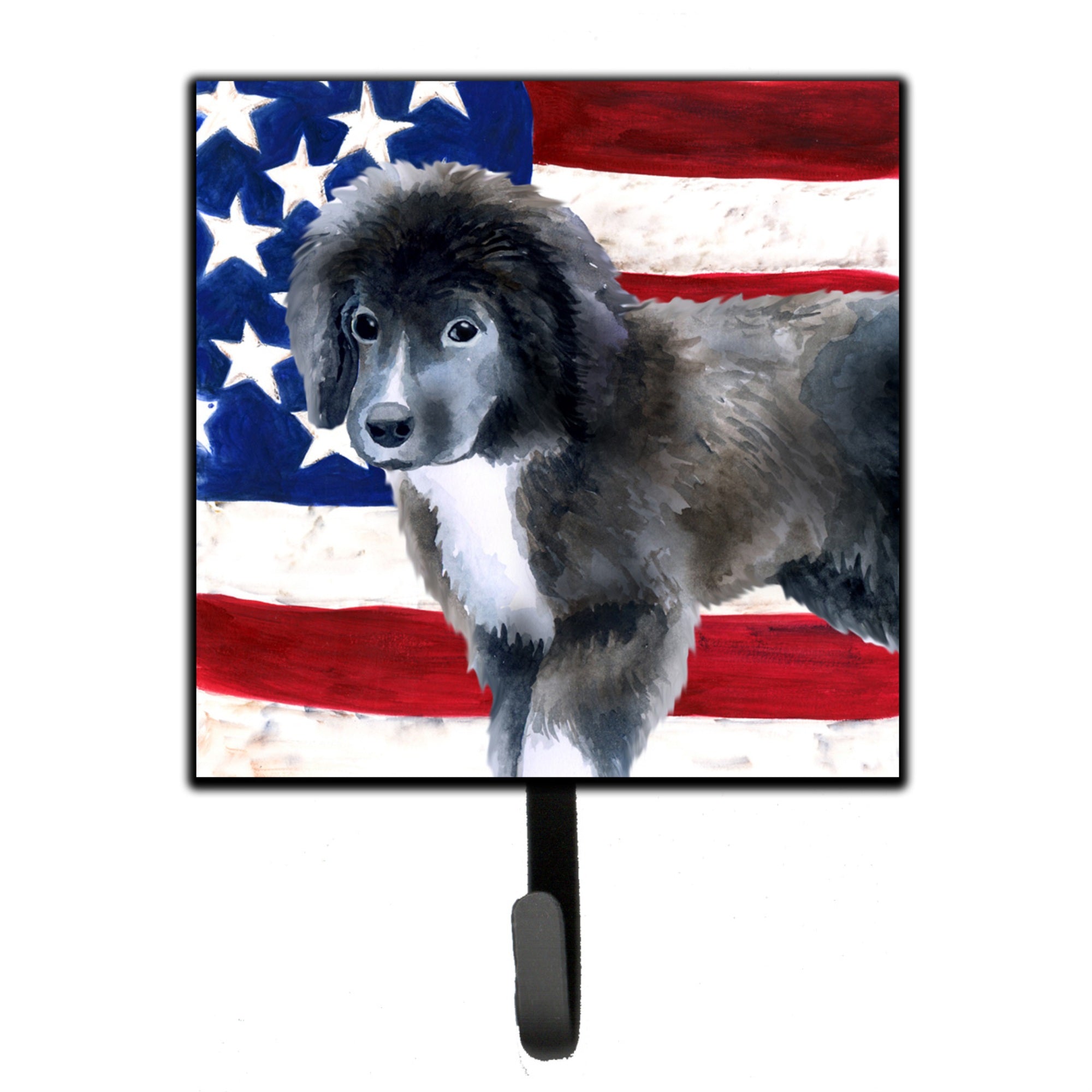 Caroline'S Treasures Newfoundland Puppy Patriotic Wall Hook, Small, Multicolor