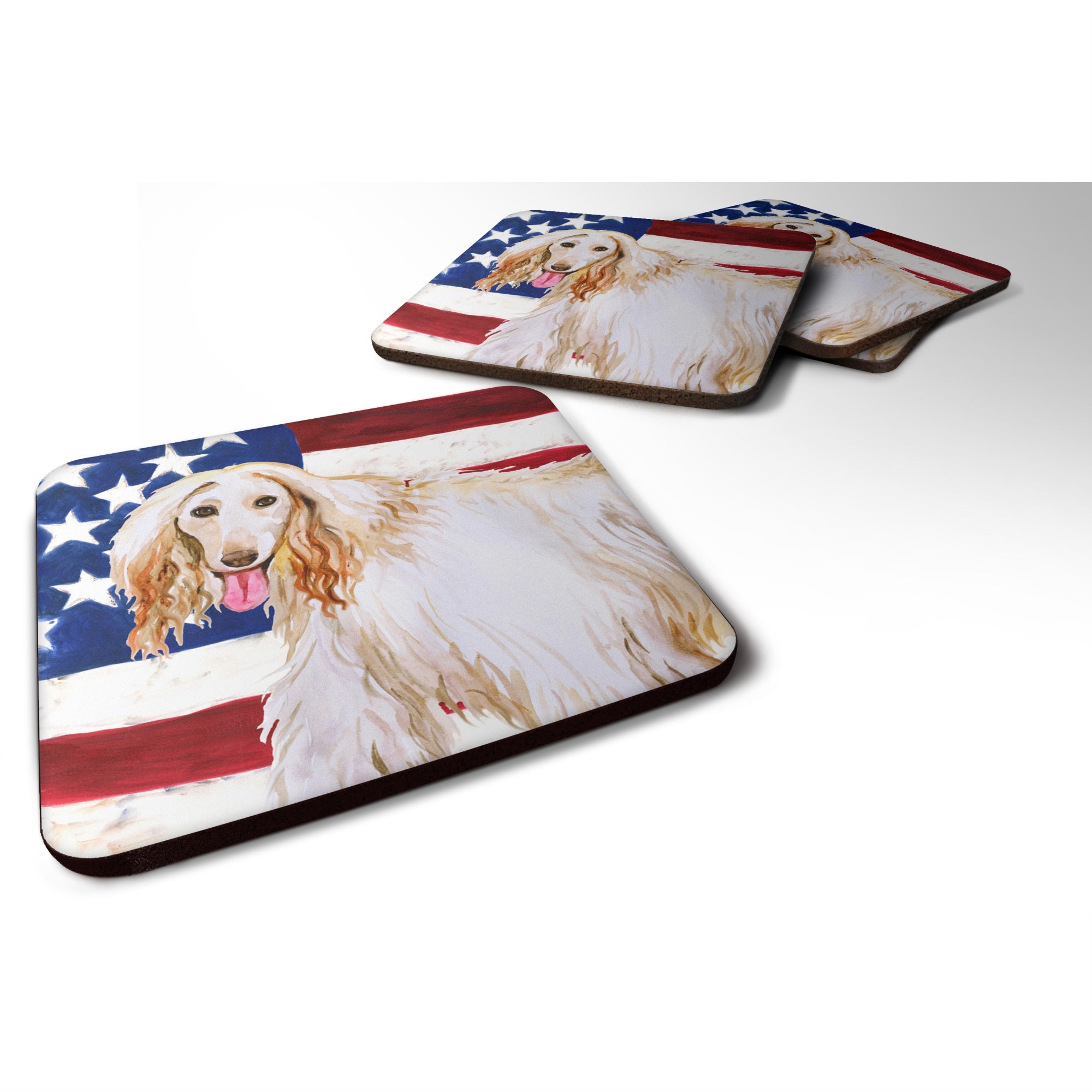 Caroline'S Treasures Afghan Hound Patriotic Decorative Coasters, Multicolor