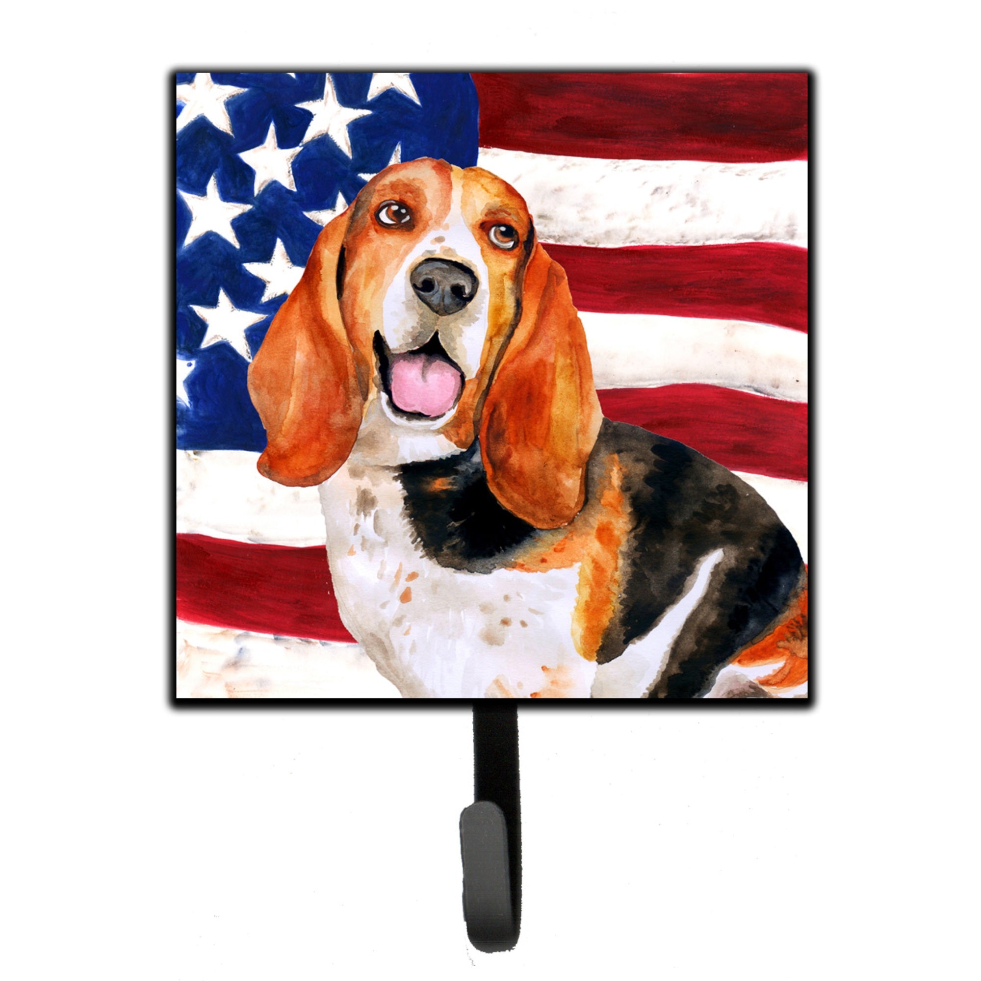 Caroline'S Treasures Basset Hound Patriotic Wall Hook, Small, Multicolor