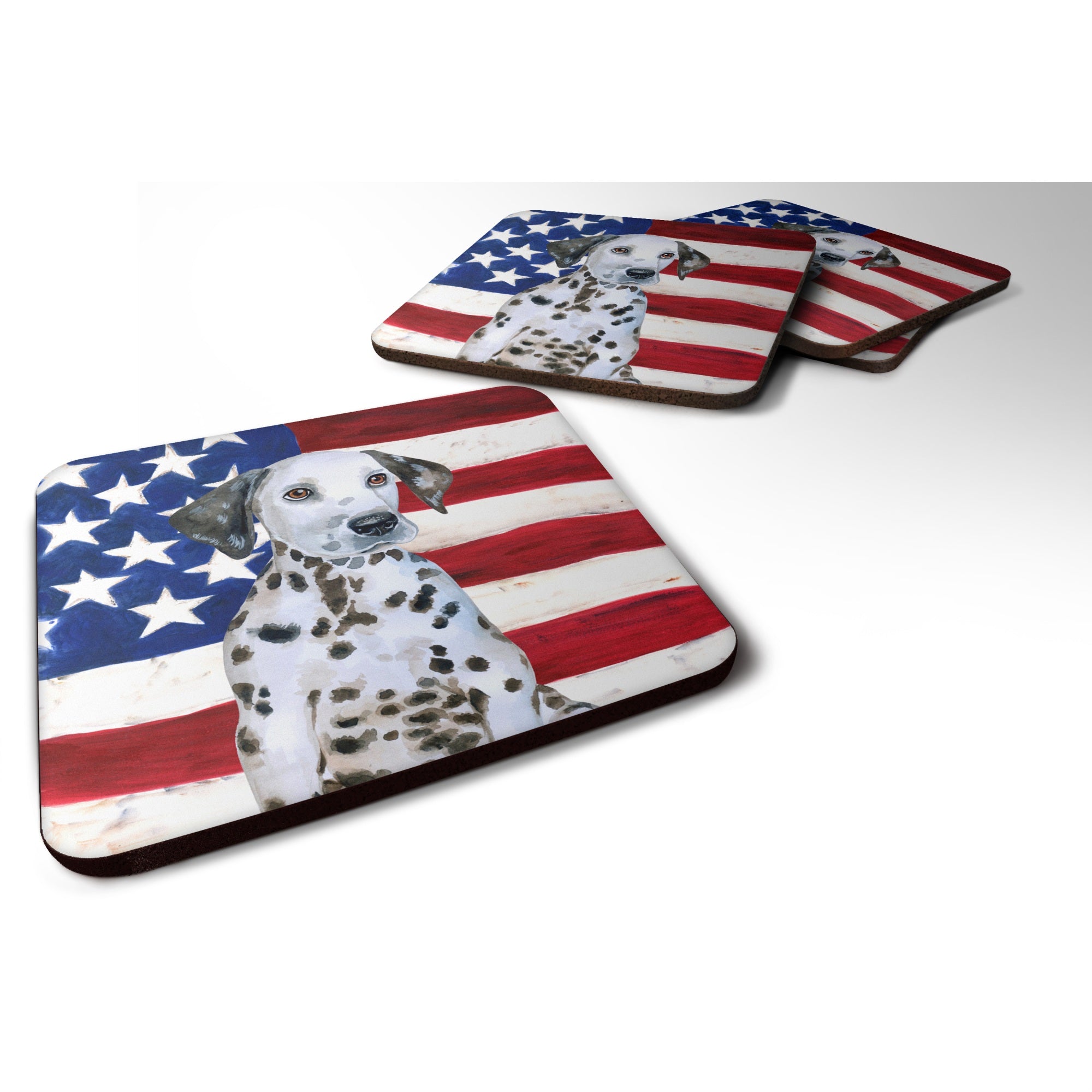 Caroline'S Treasures Dalmatian Puppy Patriotic Decorative Coasters, Multicolor