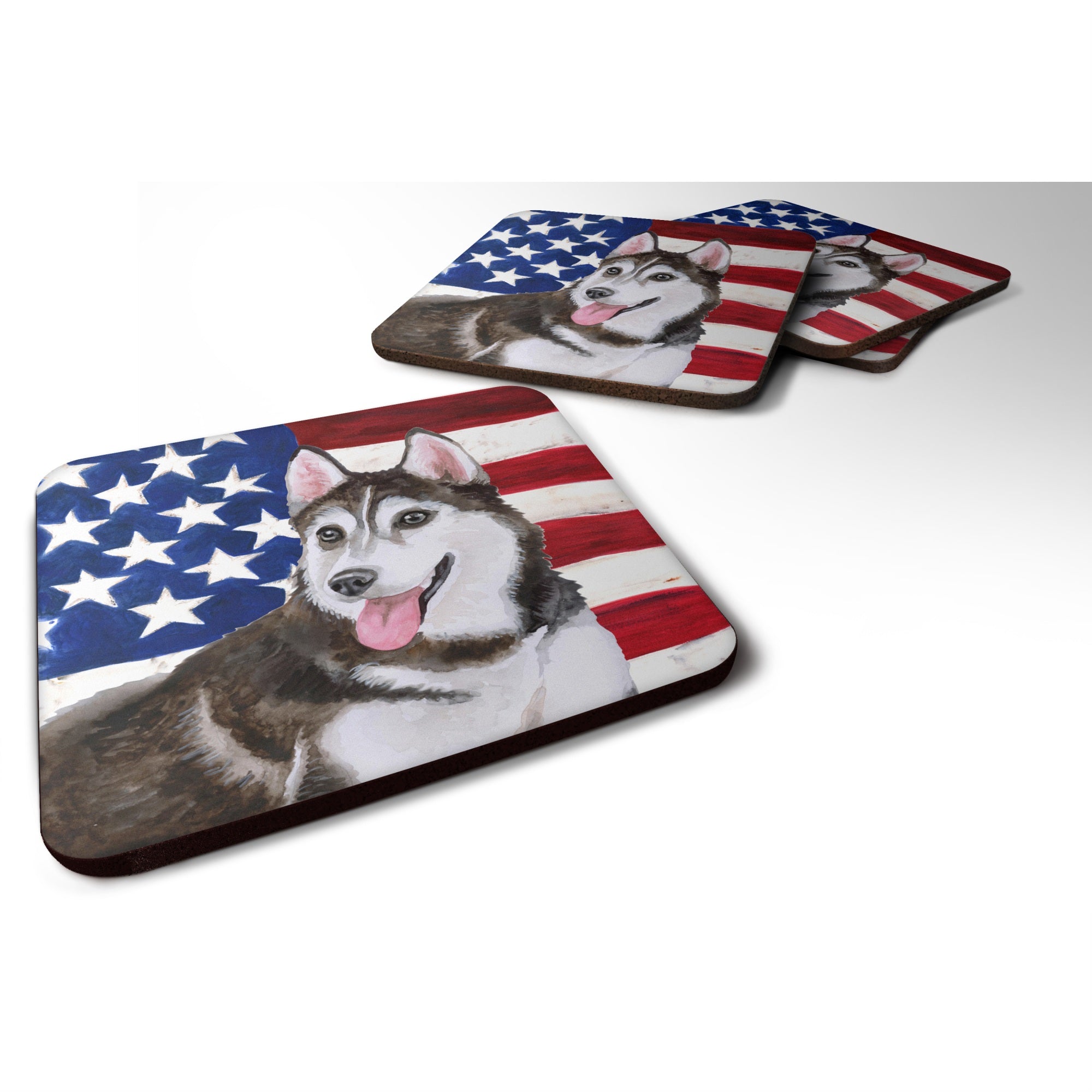 Caroline'S Treasures Siberian Husky #2 Patriotic Decorative Coasters, Multicolor
