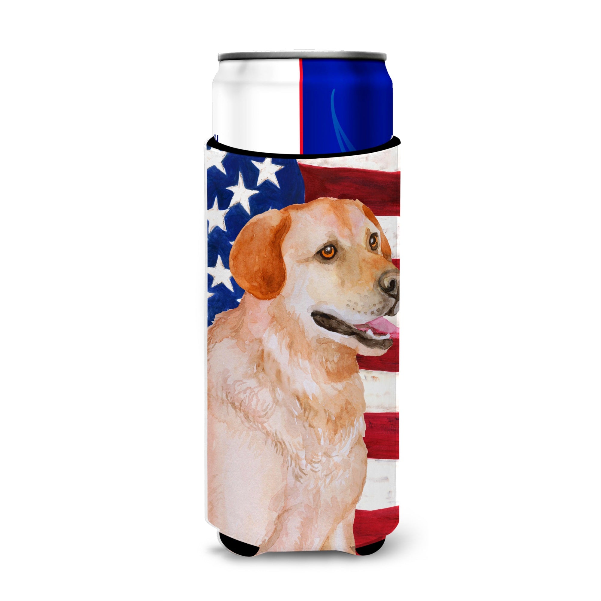 Caroline'S Treasures Labrador Retriever Patriotic Decorative Can Hugger, Slim, Multicolor