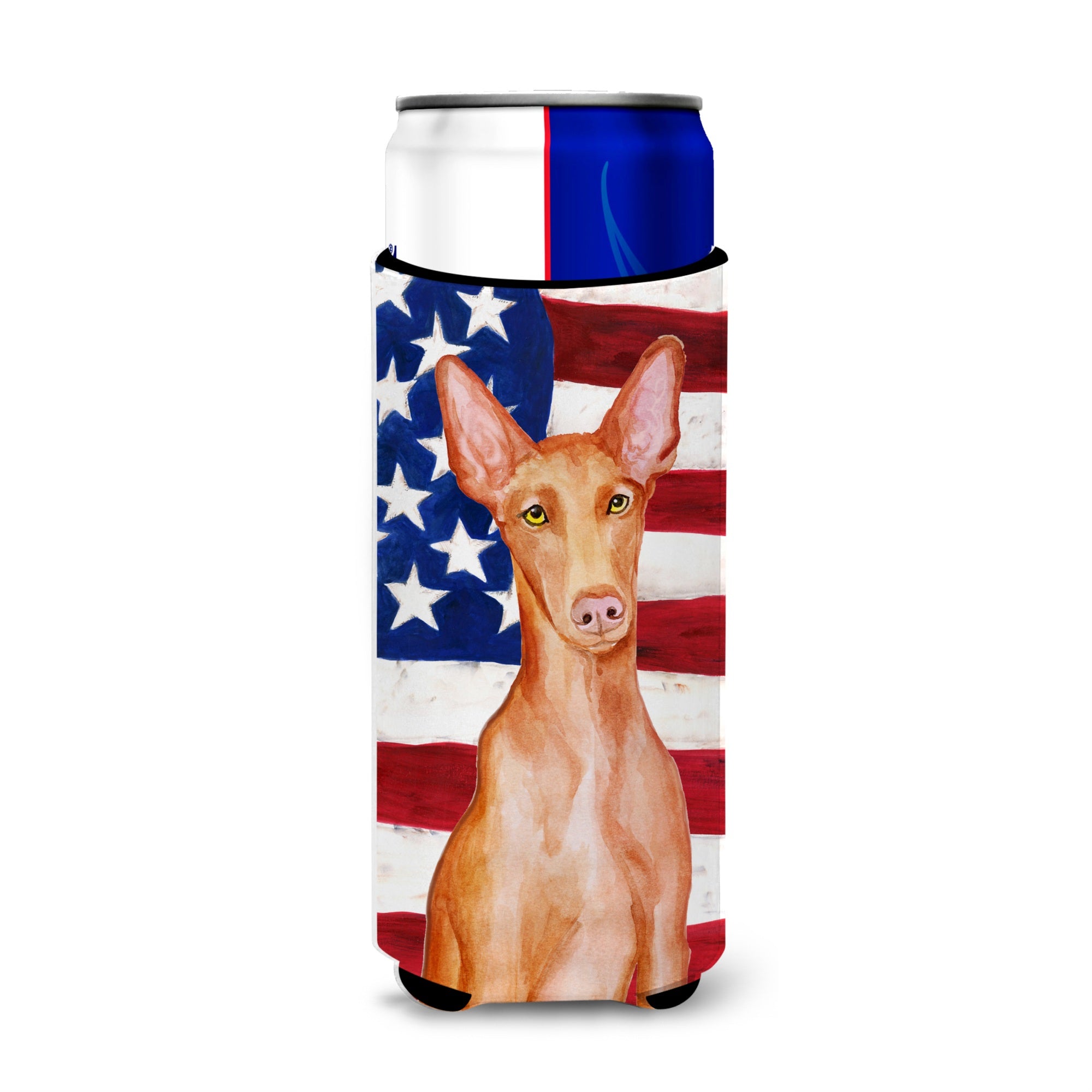 Caroline'S Treasures Pharaoh Hound Patriotic Decorative Can Hugger, Slim, Multicolor