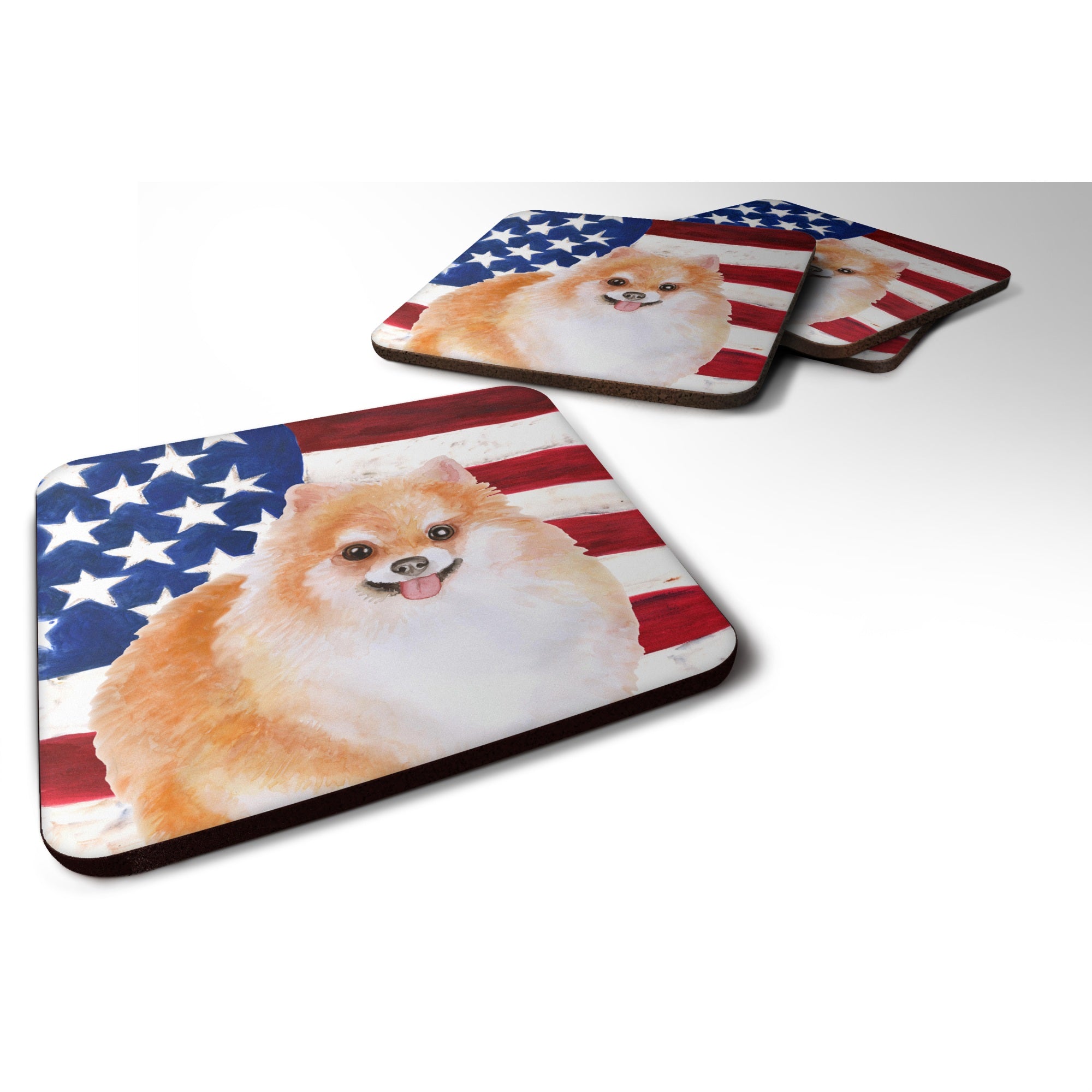 Caroline'S Treasures Pomeranian #2 Patriotic Decorative Coasters, Multicolor