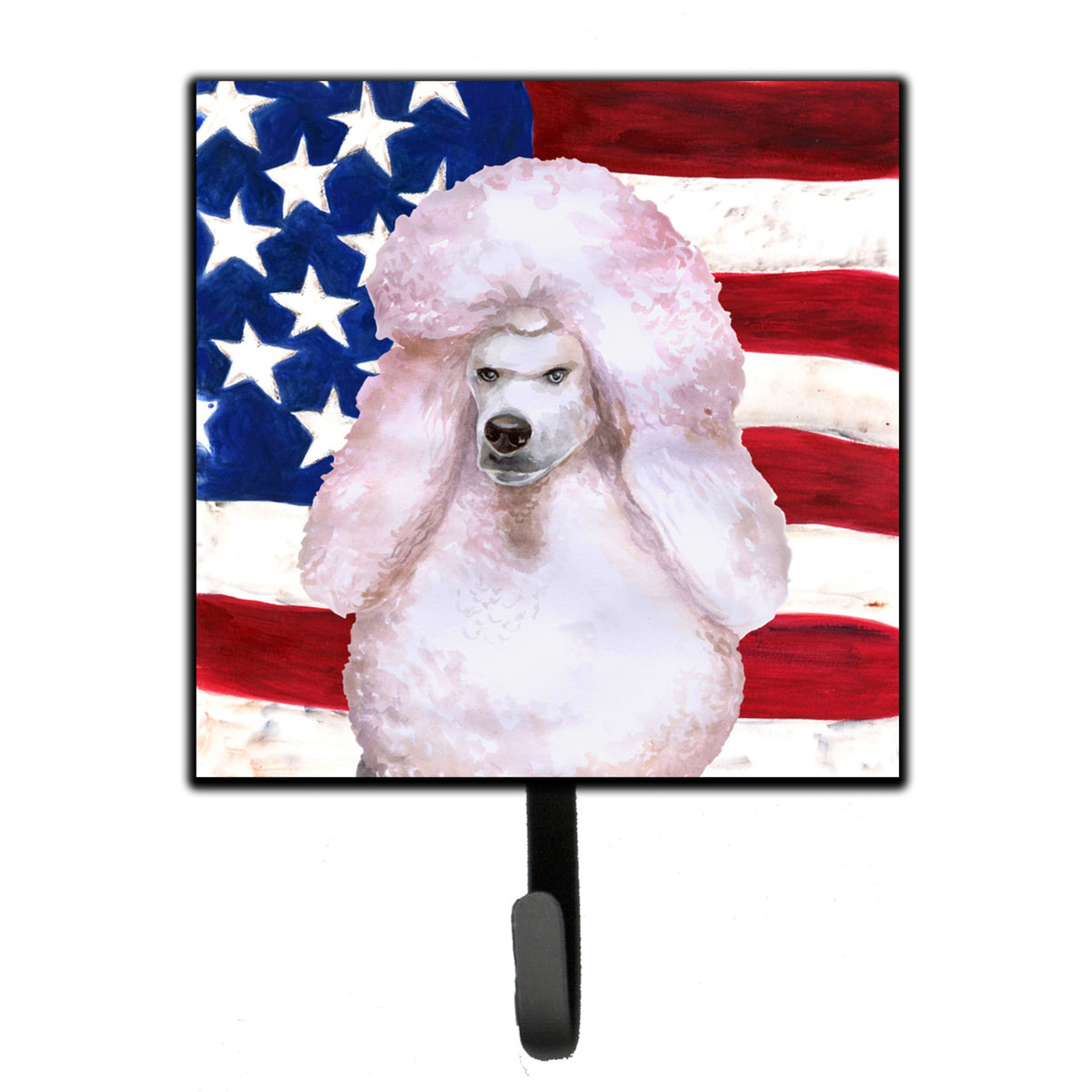 Caroline'S Treasures White Standard Poodle Patriotic Wall Hook, Small, Multicolor
