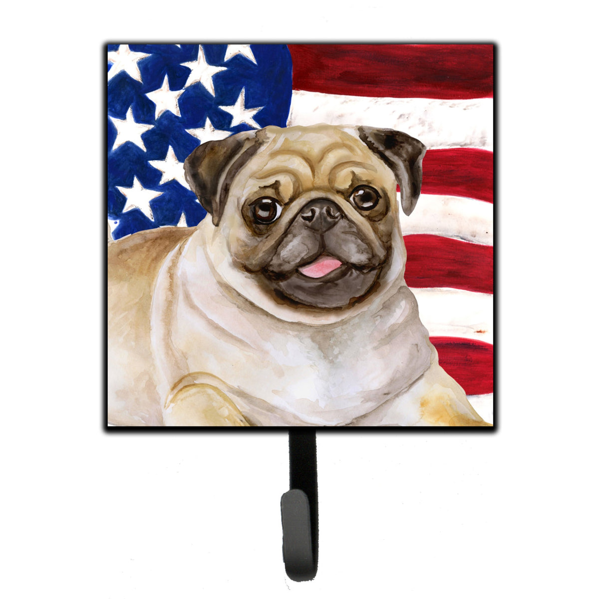 Caroline'S Treasures Fawn Pug Patriotic Wall Hook, Small, Multicolor