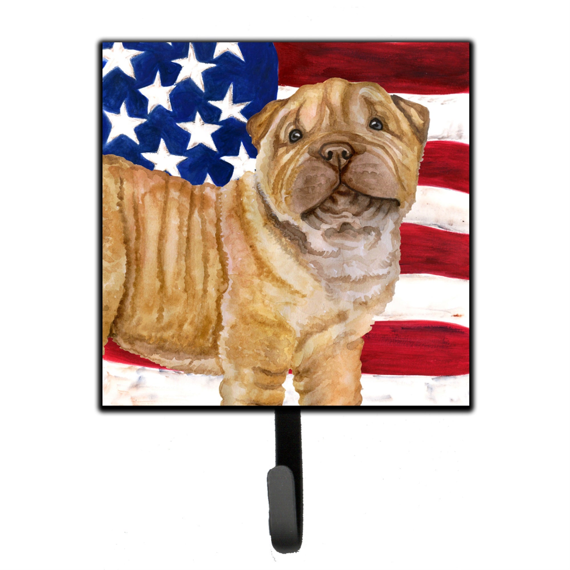 Caroline'S Treasures Shar Pei Puppy Patriotic Wall Hook, Small, Multicolor
