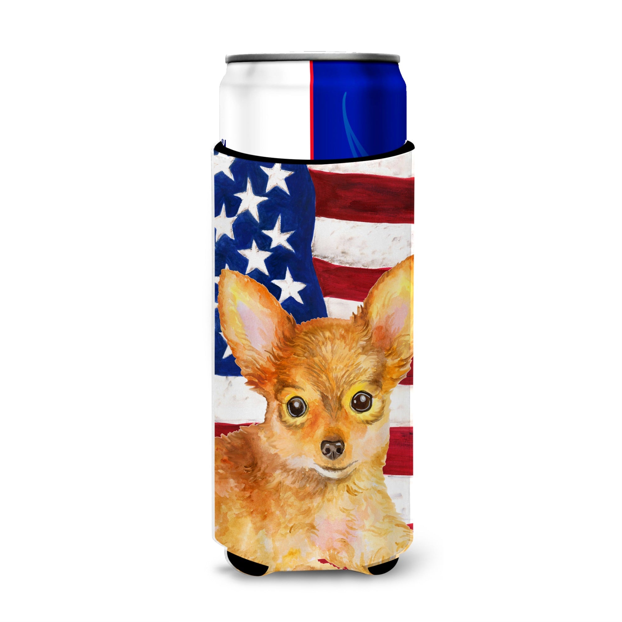 Caroline'S Treasures Toy Terrier Patriotic Decorative Can Hugger, Slim, Multicolor