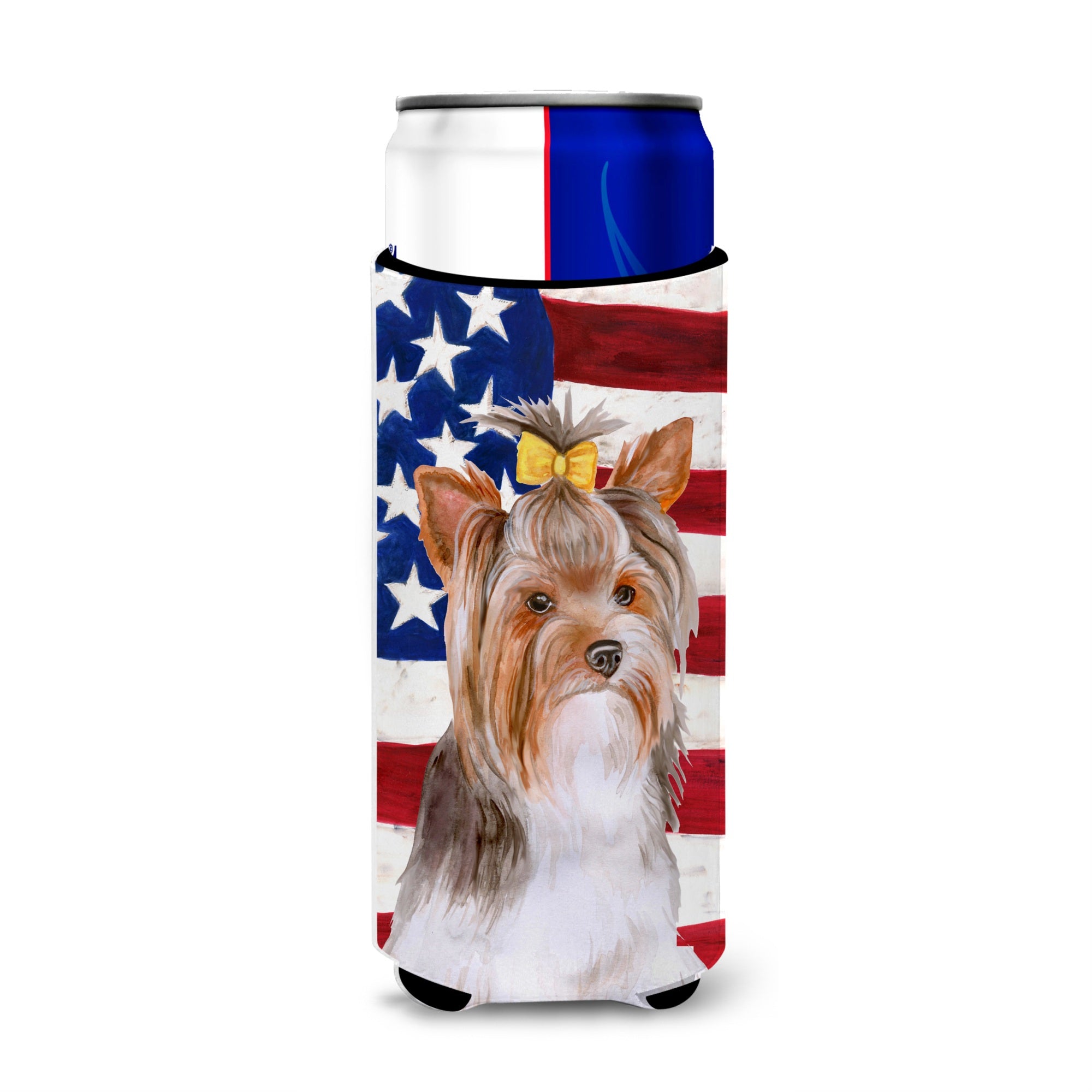 Caroline'S Treasures Yorkshire Terrier #2 Patriotic Decorative Can Hugger, Slim, Multicolor