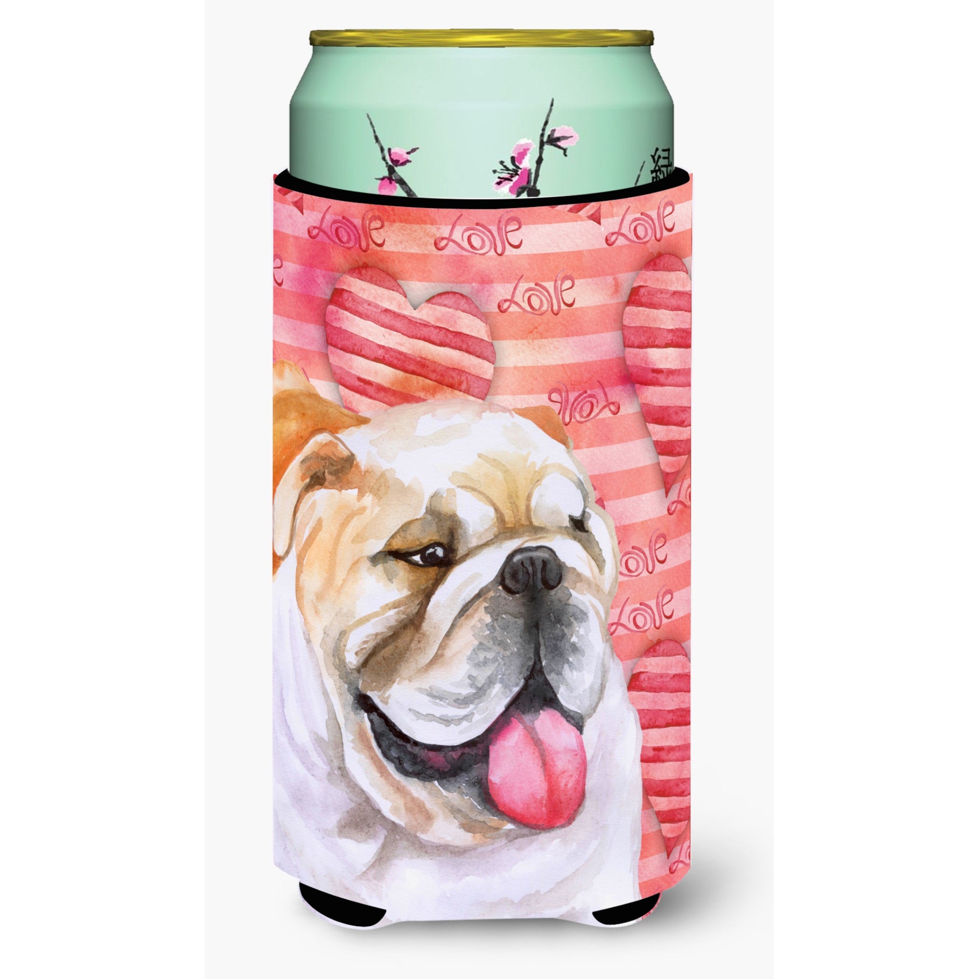 Caroline'S Treasures English Bulldog Love Decorative Can Hugger, Tall Boy, Multicolor