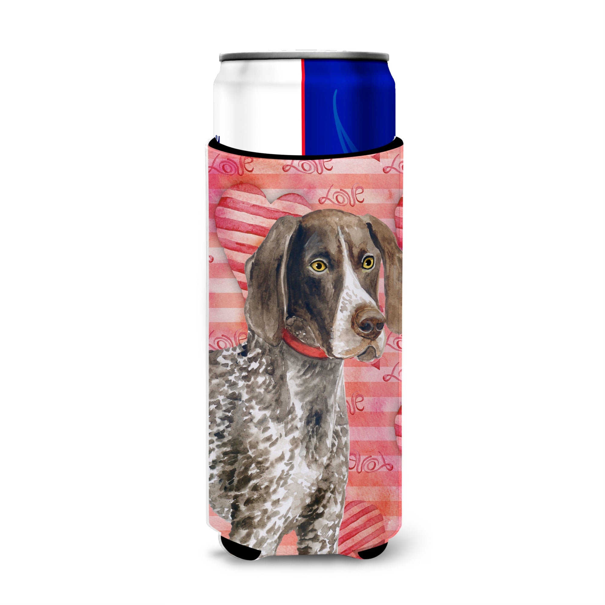 Caroline'S Treasures German Shorthaired Pointer Love Decorative Can Hugger, Slim, Multicolor
