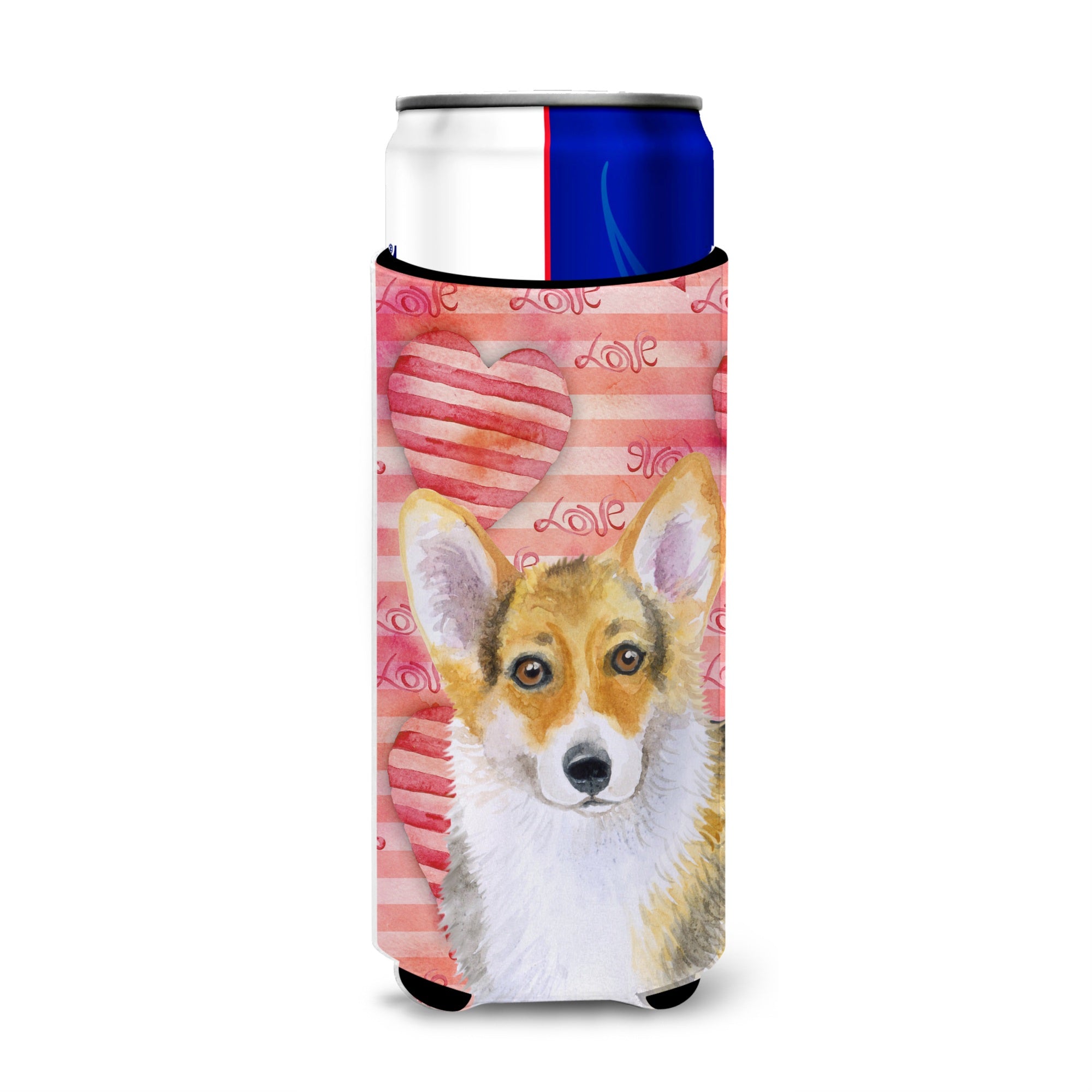 Caroline'S Treasures Pembroke Corgi Love Decorative Can Hugger, Slim, Multicolor