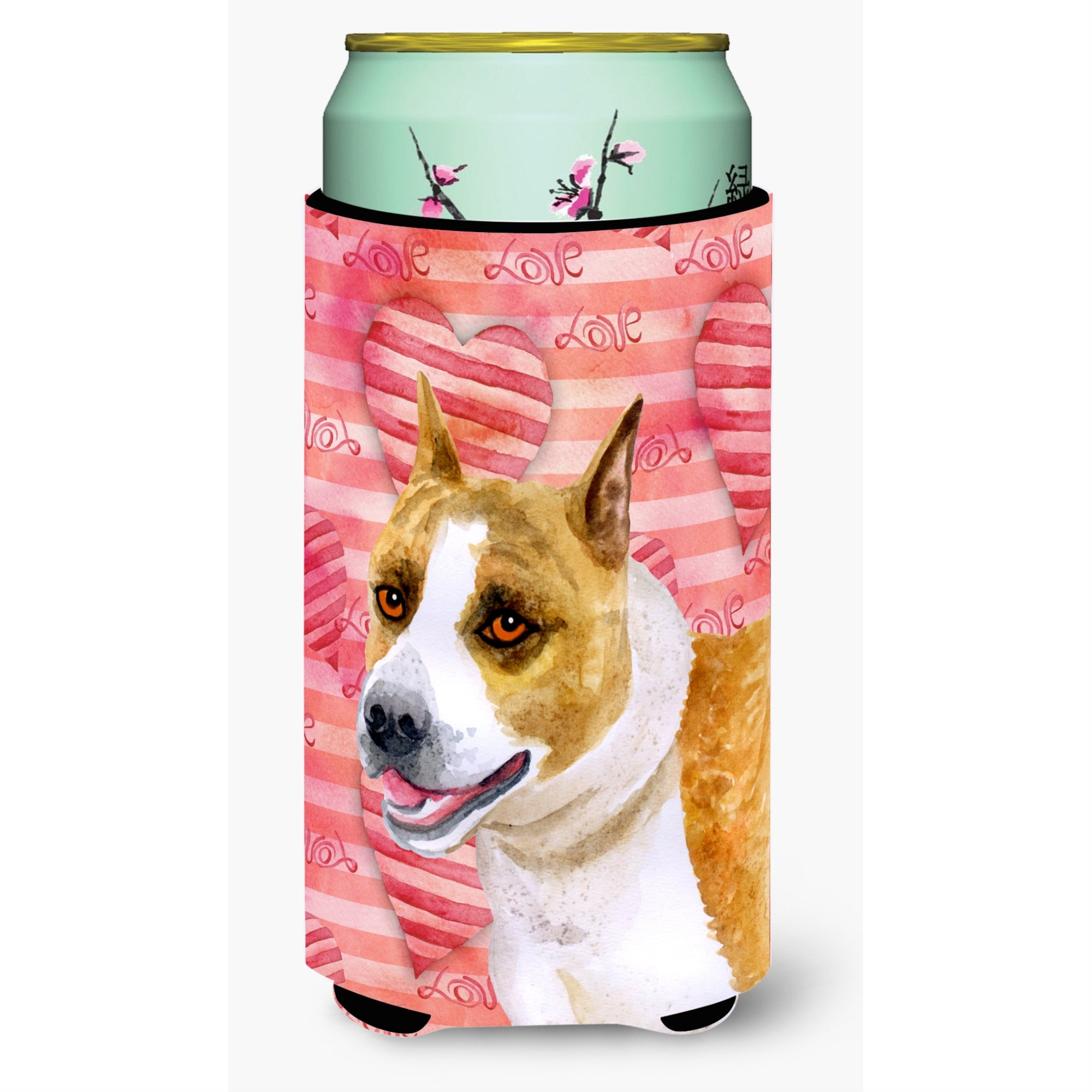 Caroline'S Treasures American Staffordshire Love Decorative Can Hugger, Tall Boy, Multicolor