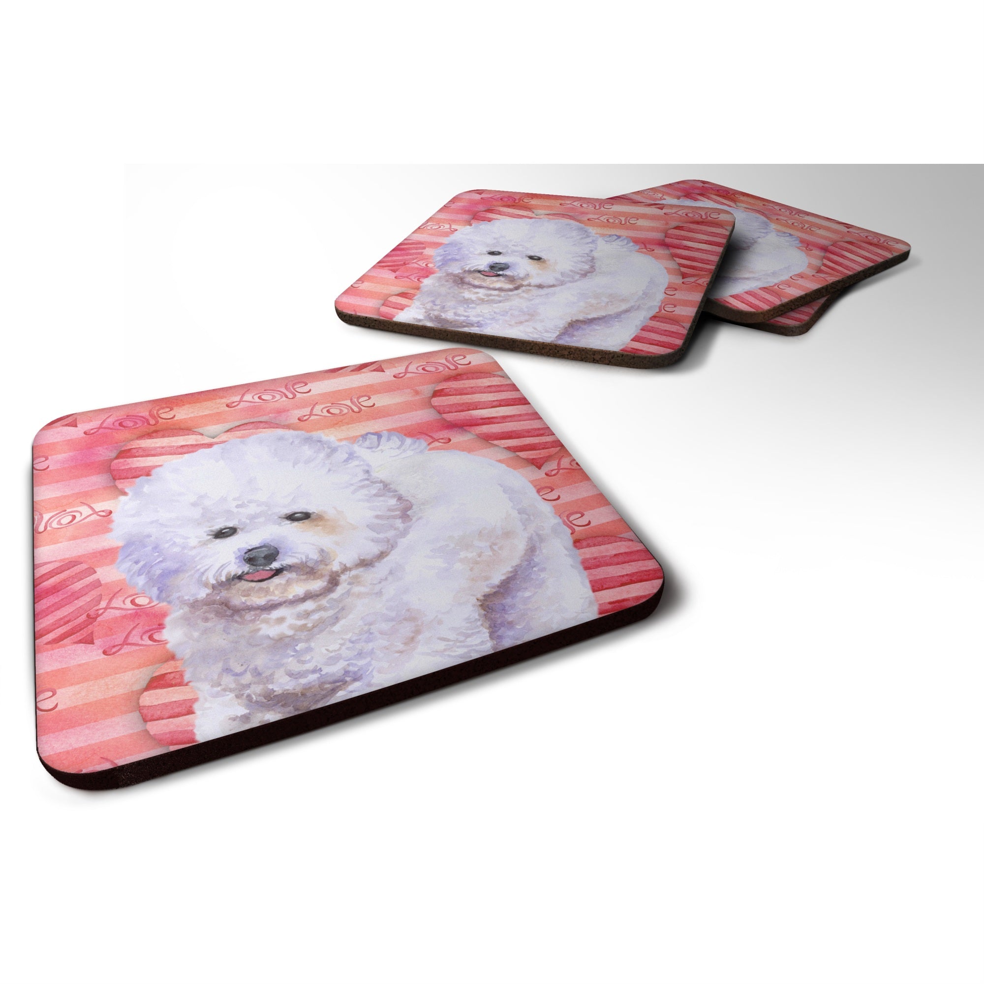 Caroline'S Treasures Bichon Frise Love Decorative Coasters, Multicolor