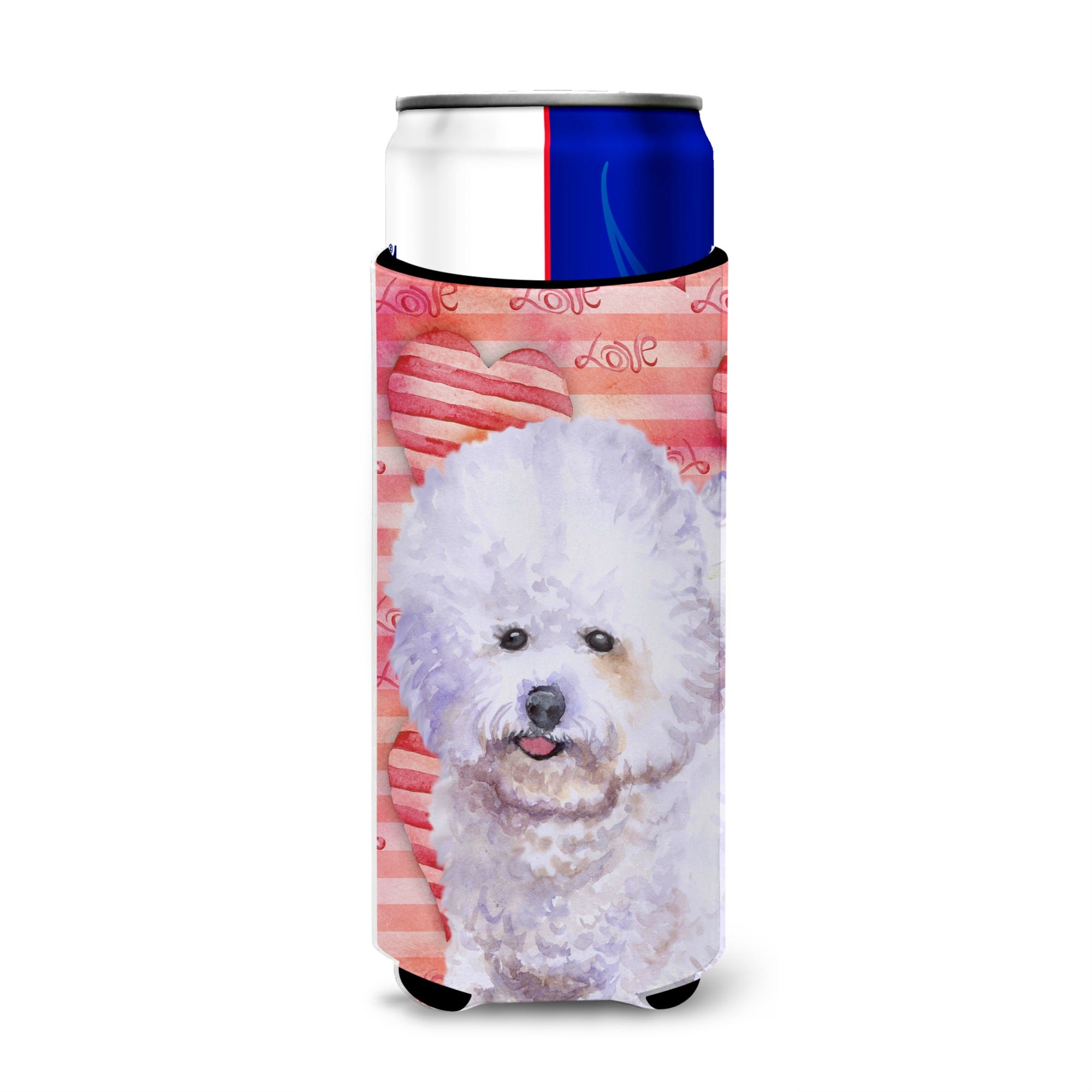 Caroline'S Treasures Bichon Frise Love Decorative Can Hugger, Slim, Multicolor