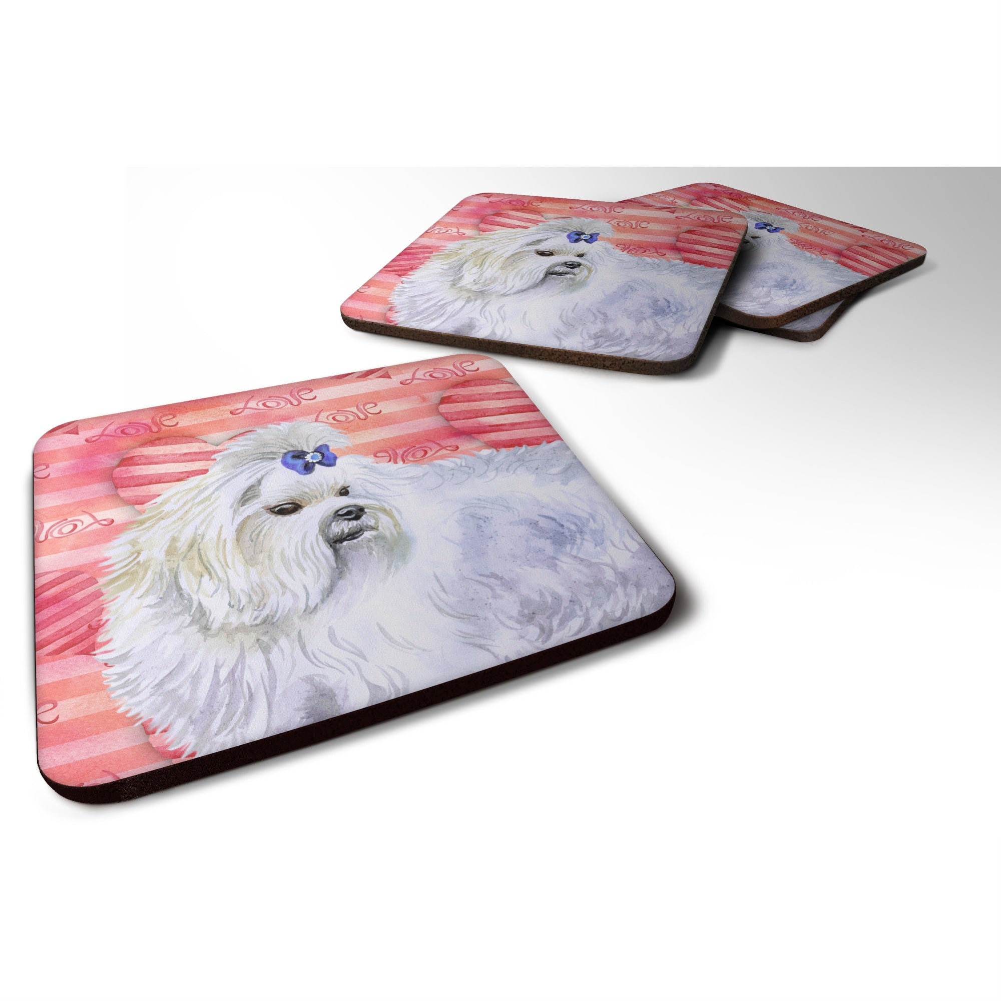 Caroline'S Treasures Maltese Love Decorative Coasters, Multicolor